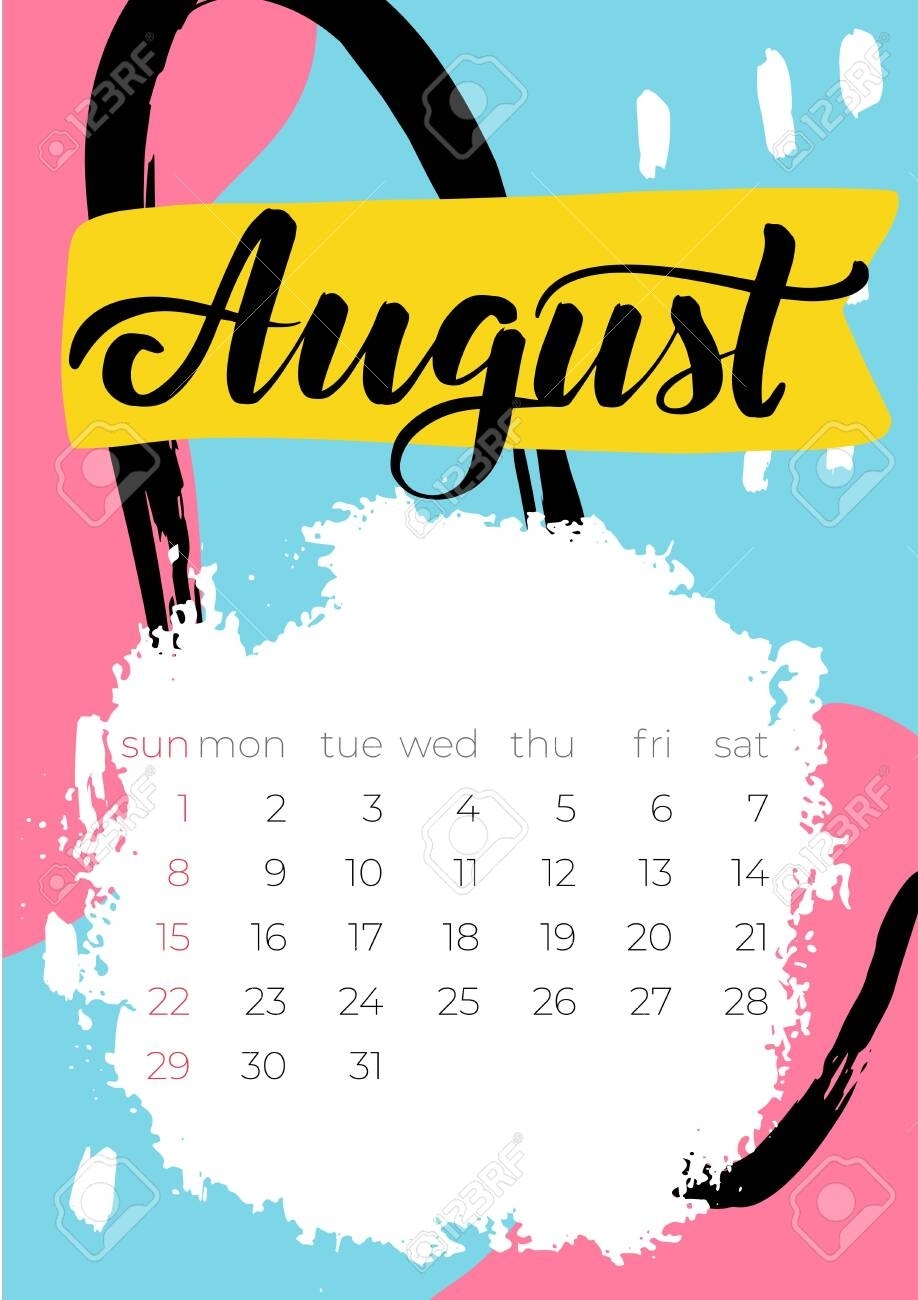 August 2021 Calendar. Editable Template. Wall Calendar Planner