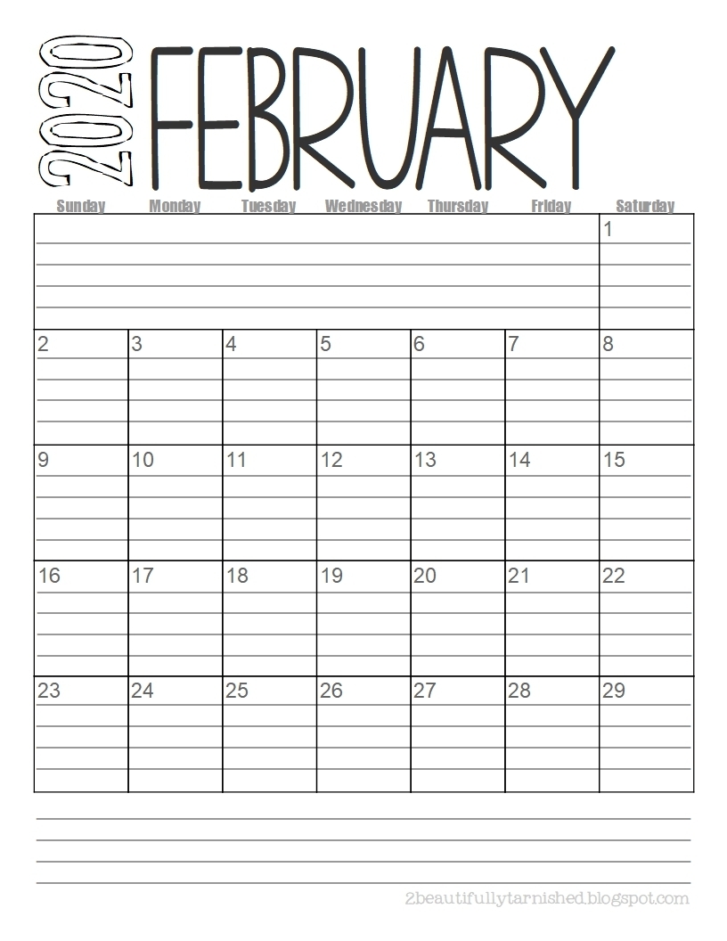 Beautifully Tarnished: Free 2020 {Lined} Monthly Calendars