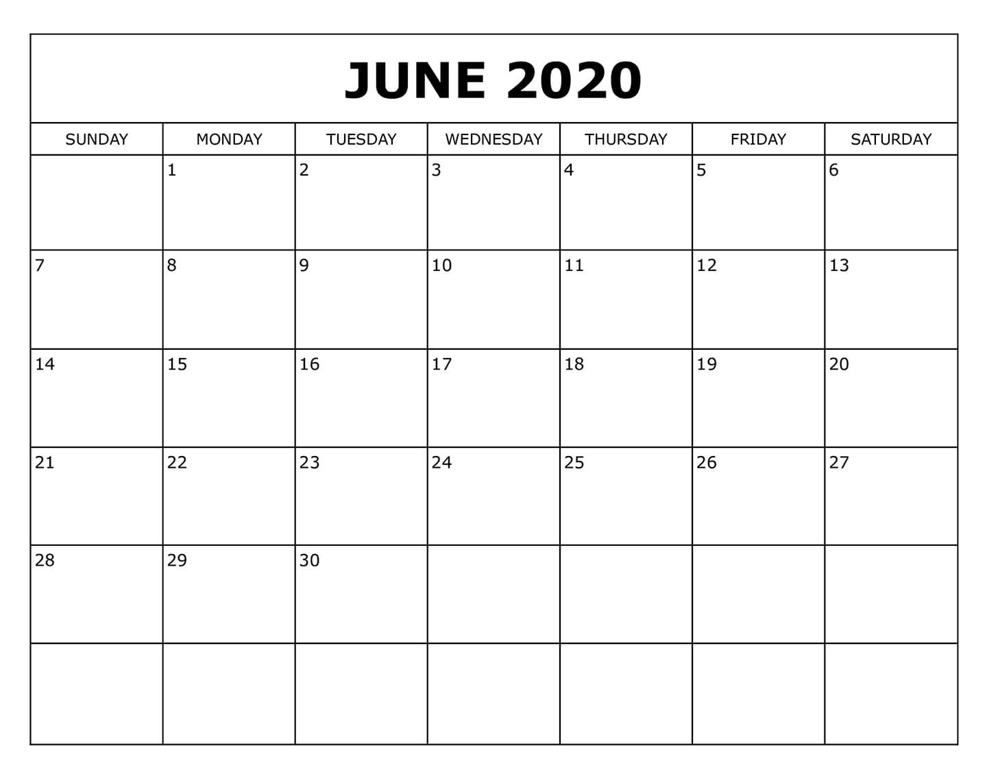 Best June 2020 Printable Calendar Templates - Download Now