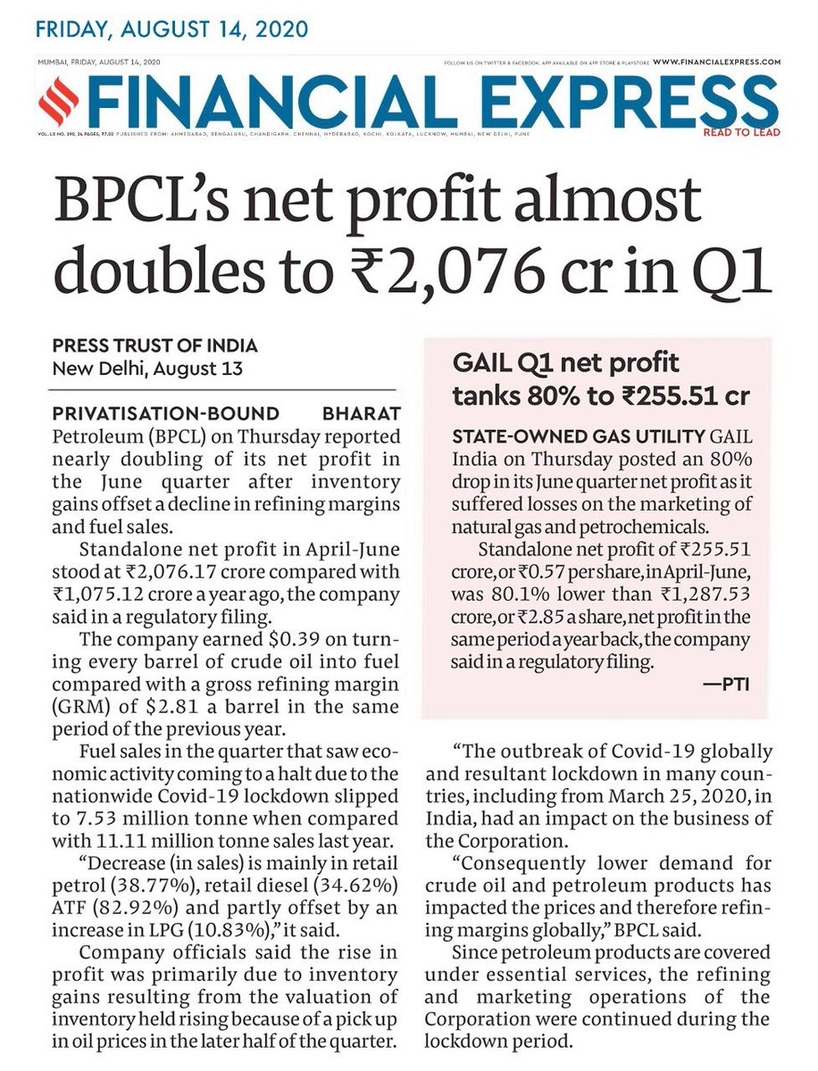 Bharat Petroleum On Twitter: &quot;#Bpcl Reports Doubling Of Net