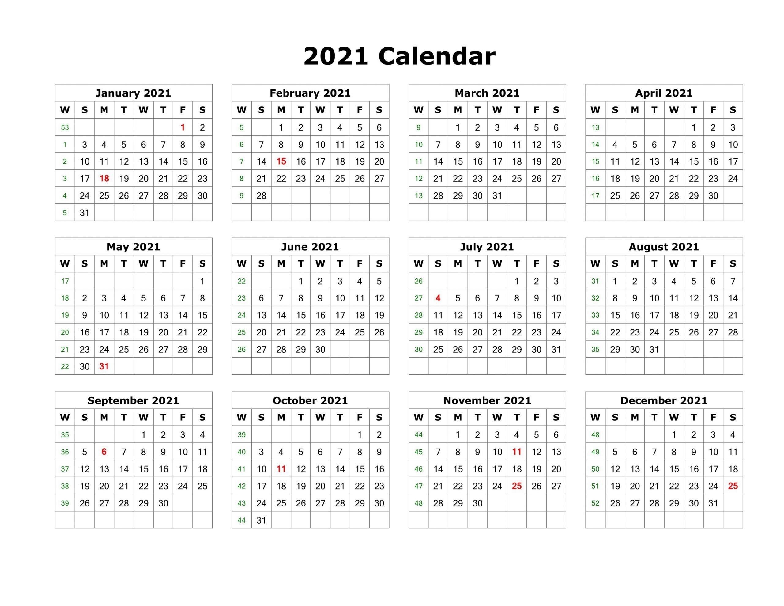 Blank Calendar Template Word 2021 Various Months In 2020