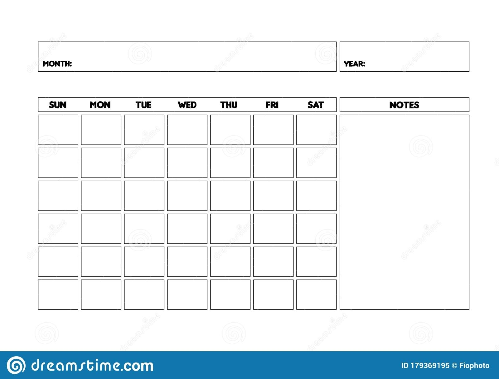 Blank Monthly Calendar Template, Undated Monthly Planner