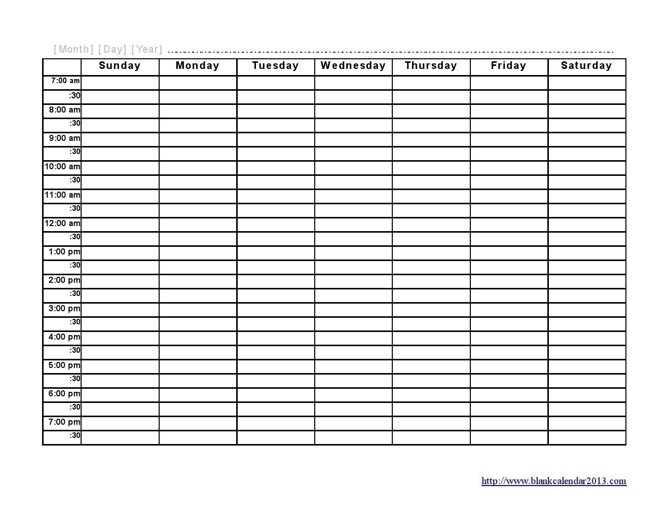 Printable Calandar With Time Slots Month Calendar Printable