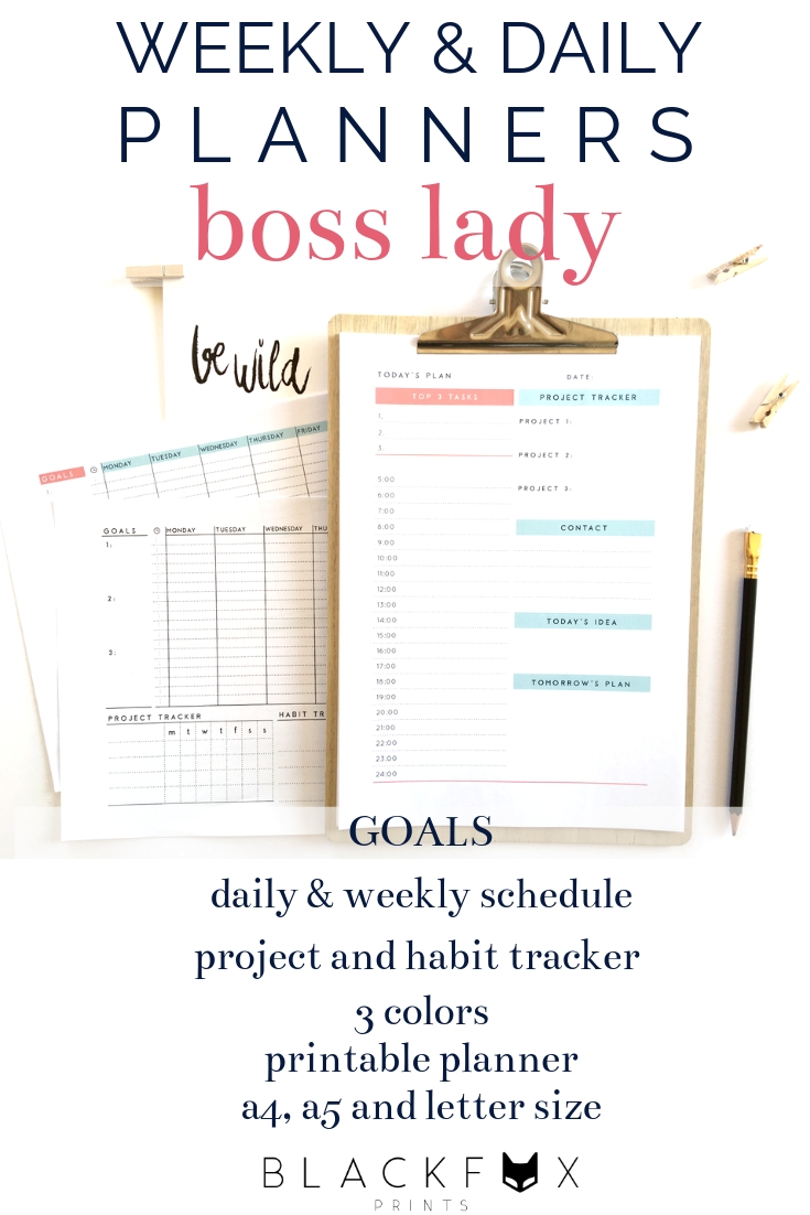 Boss Lady Planner Kit, Daily Weekly Planner Printable
