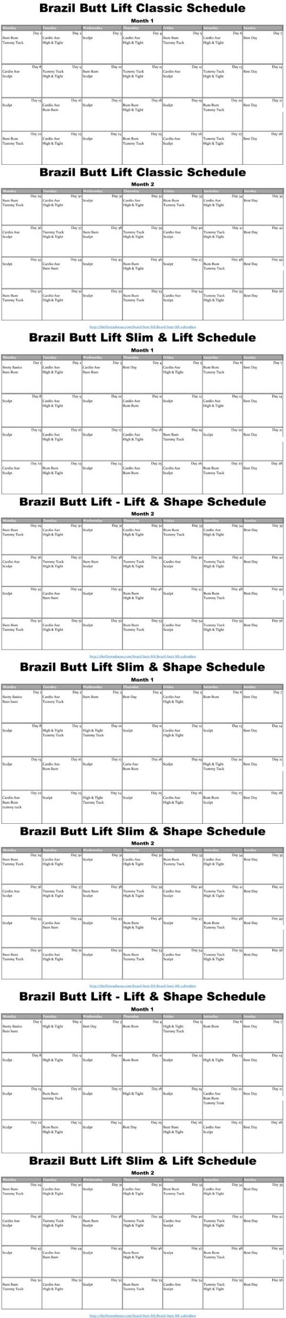 Brazil Butt Lift Calendar - Download