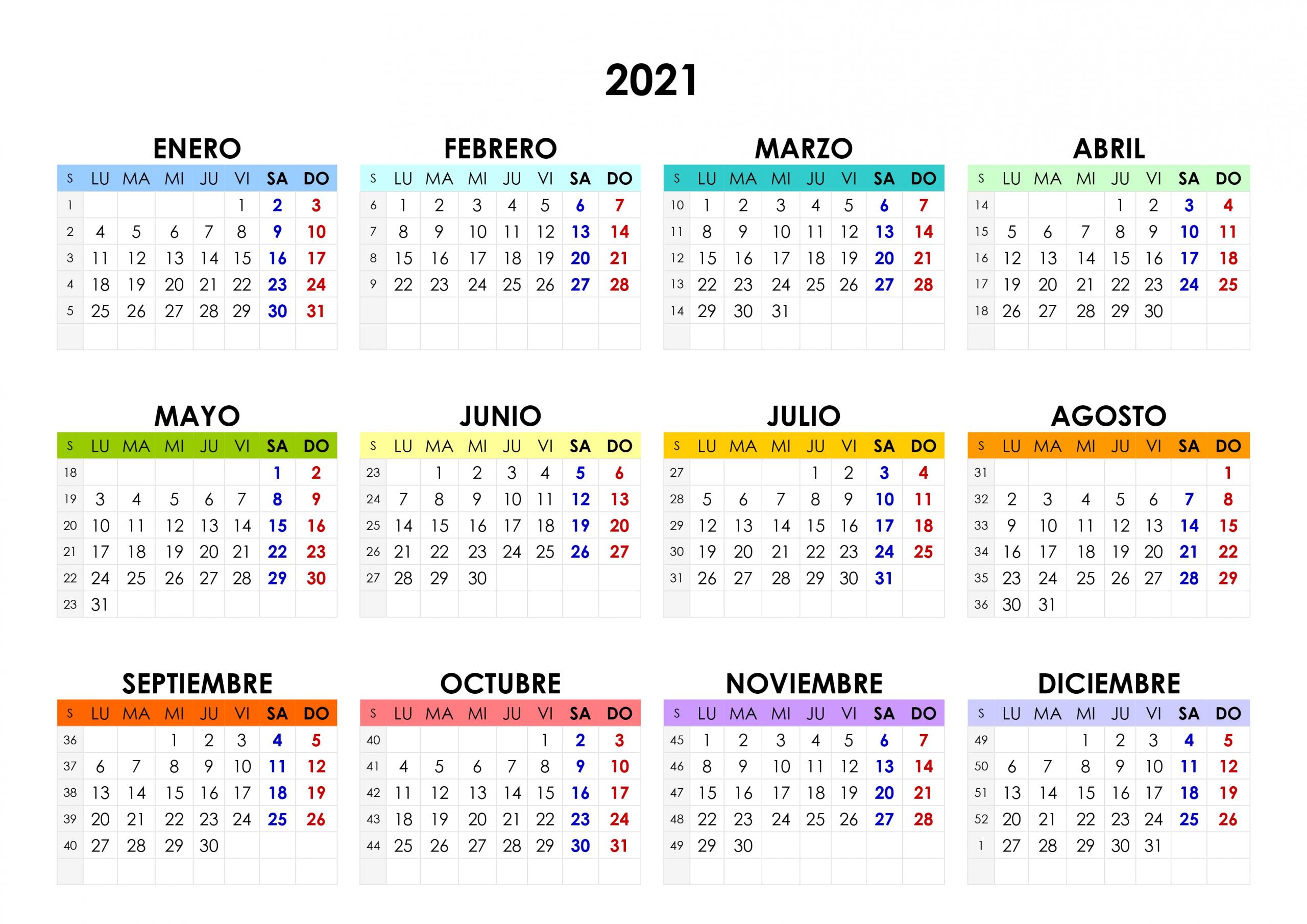 Calendario 2021 – Calendarios.su