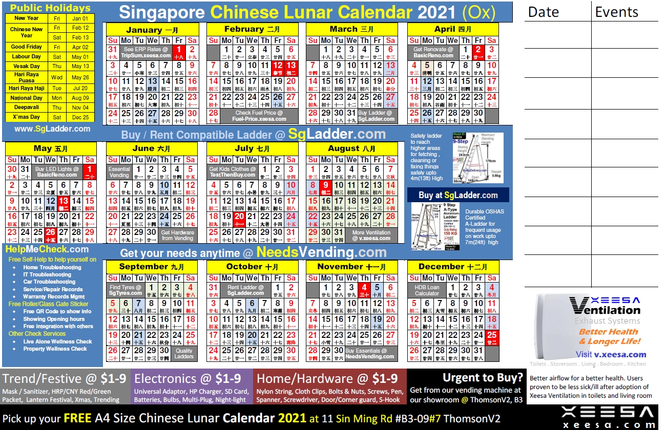 Chinese Calendar 2021 Singaporexeesa Services