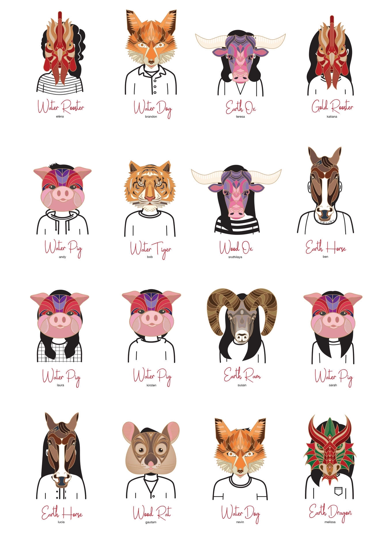 Chinese Zodiac Animals Print | Month Calendar Printable