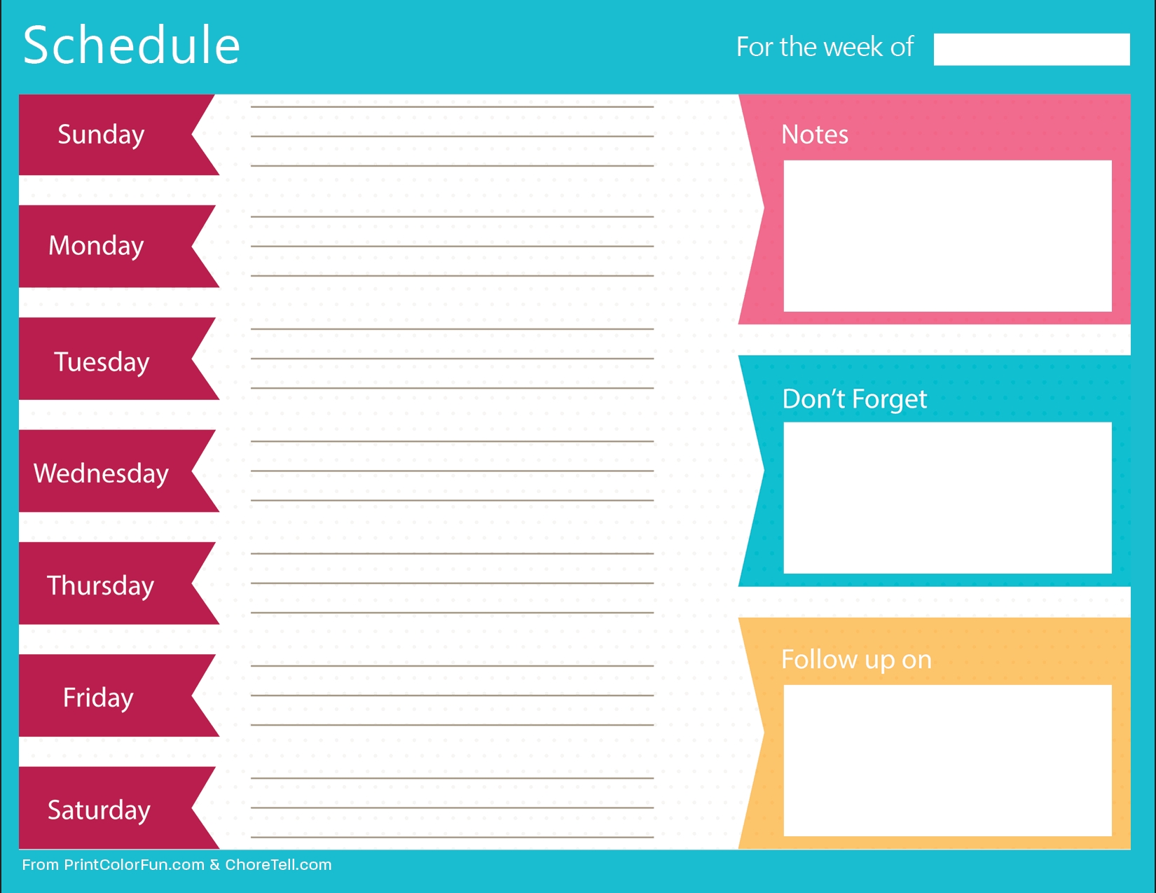 Clean, Bold Printable Weekly Schedule Planner - Free