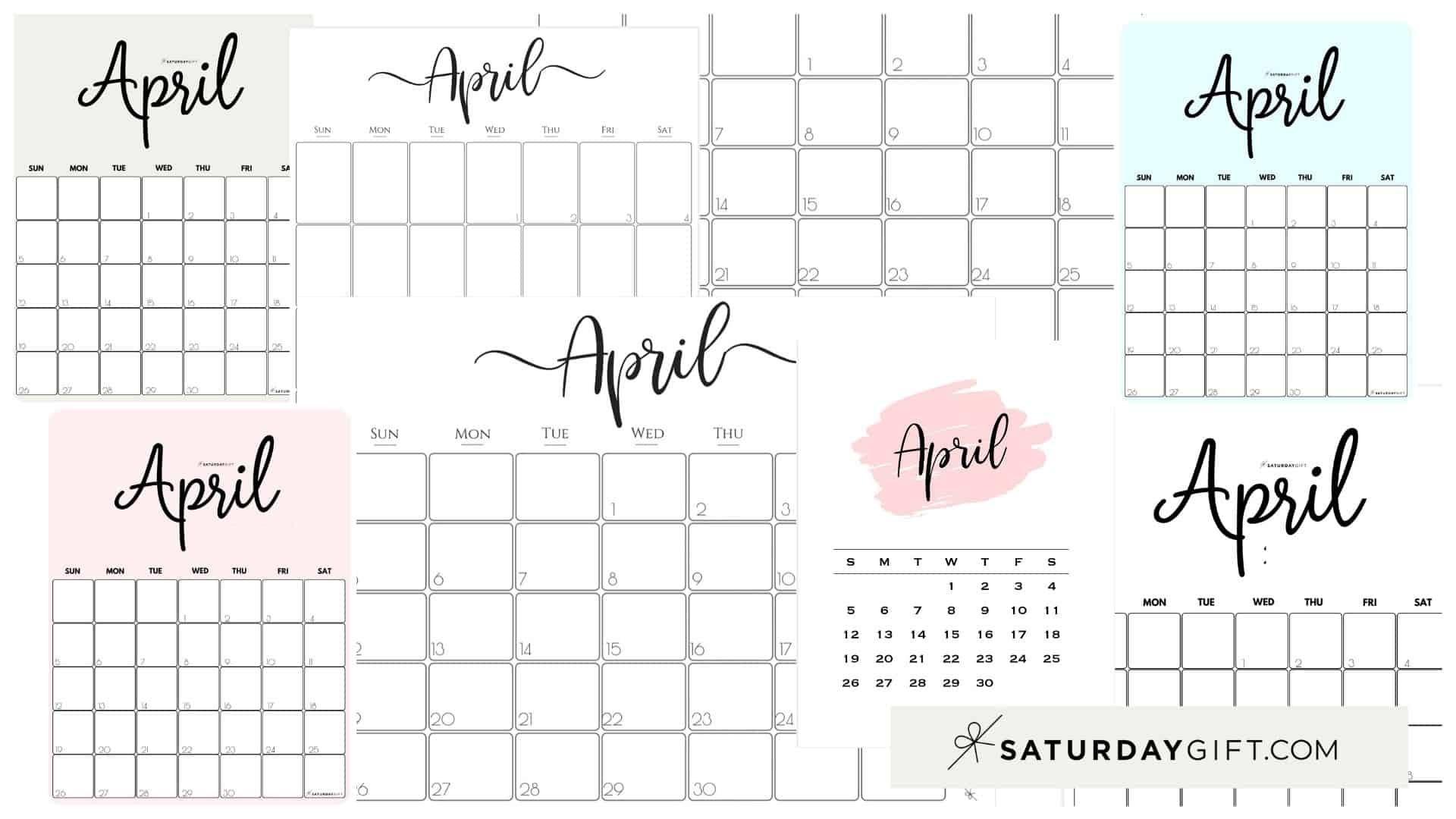 Cute (&amp; Free!) Printable April 2021 Calendar | Saturdaygift