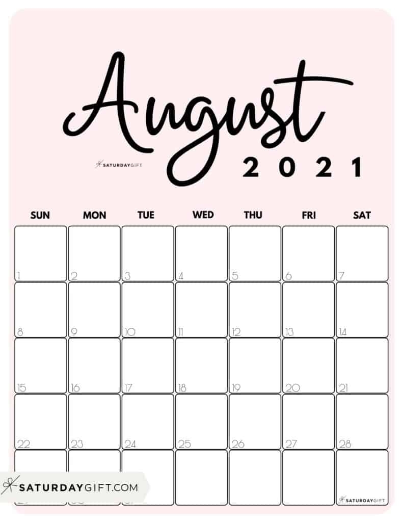 Blank Write In Calendar August 2021 | Month Calendar Printable