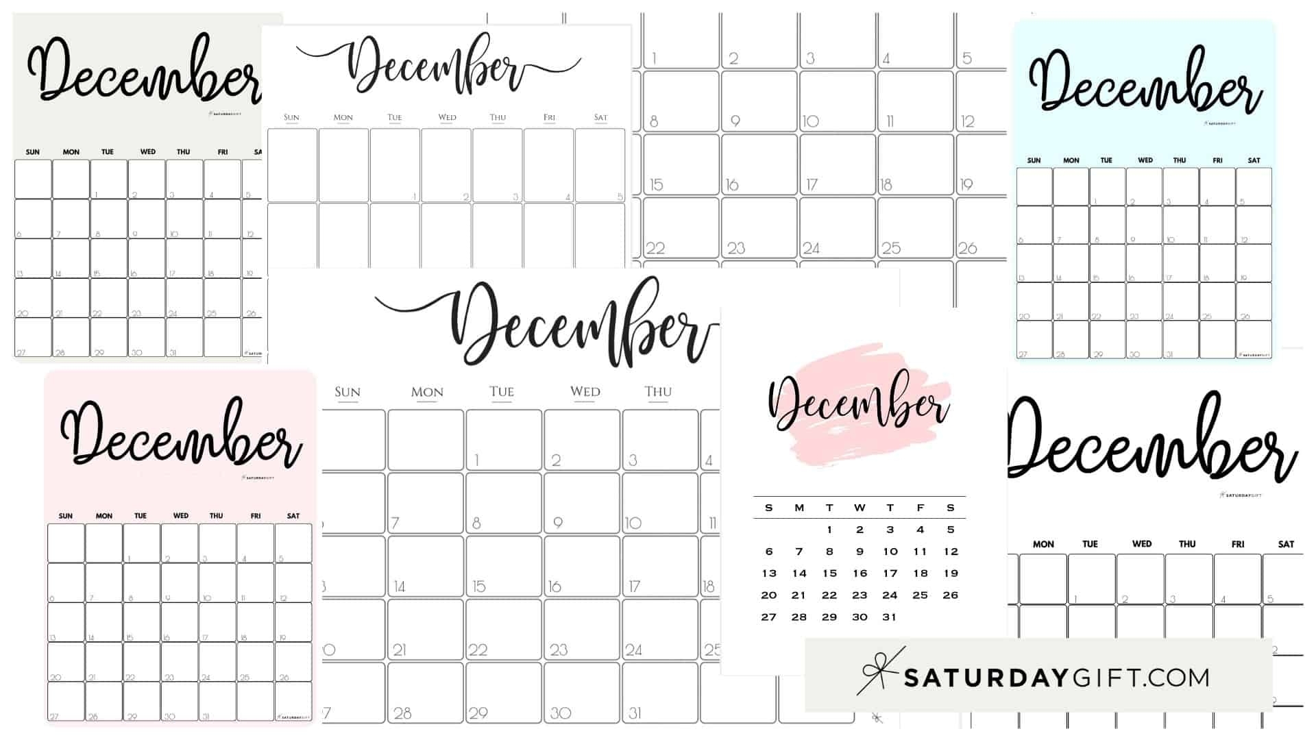 Cute (&amp; Free!) Printable December 2020 Calendar | Saturdaygift