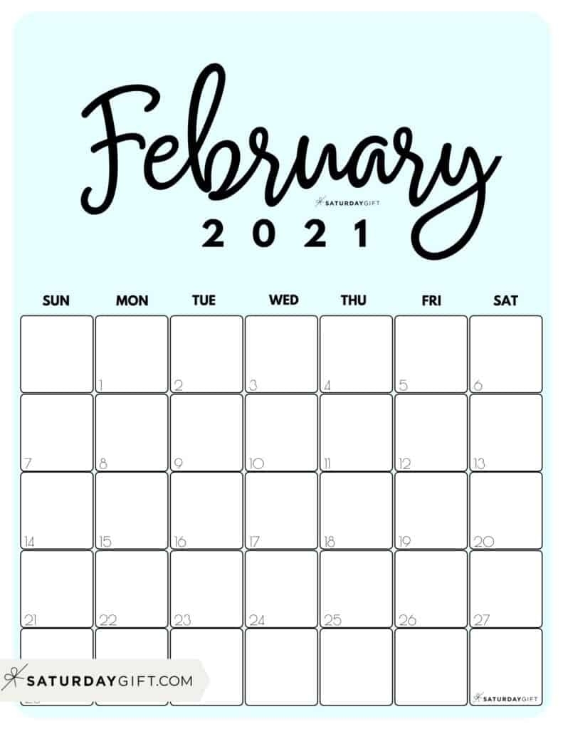 Cute (&amp; Free!) Printable February 2021 Calendar | Saturdaygift