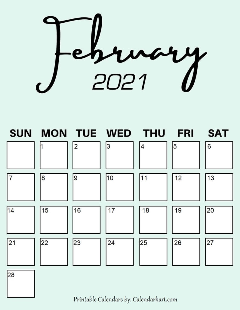 Cute &amp; Free Printable February 2021 Calendars { 6 Pretty