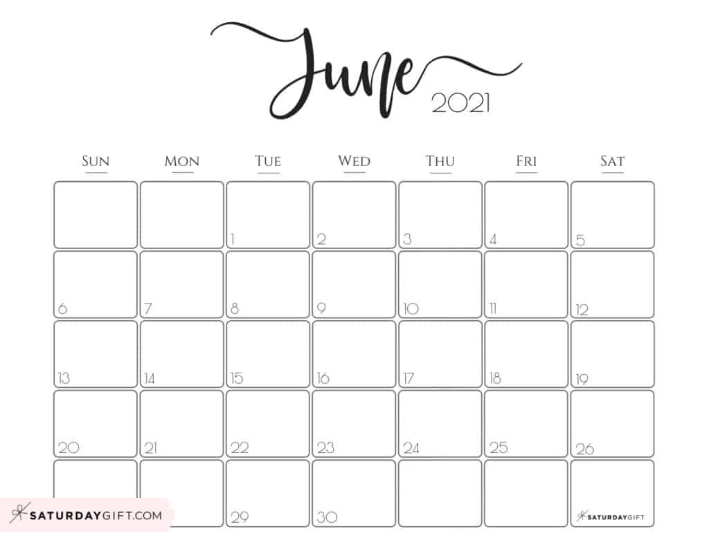 Cute (&amp; Free!) Printable June 2021 Calendar | Saturdaygift