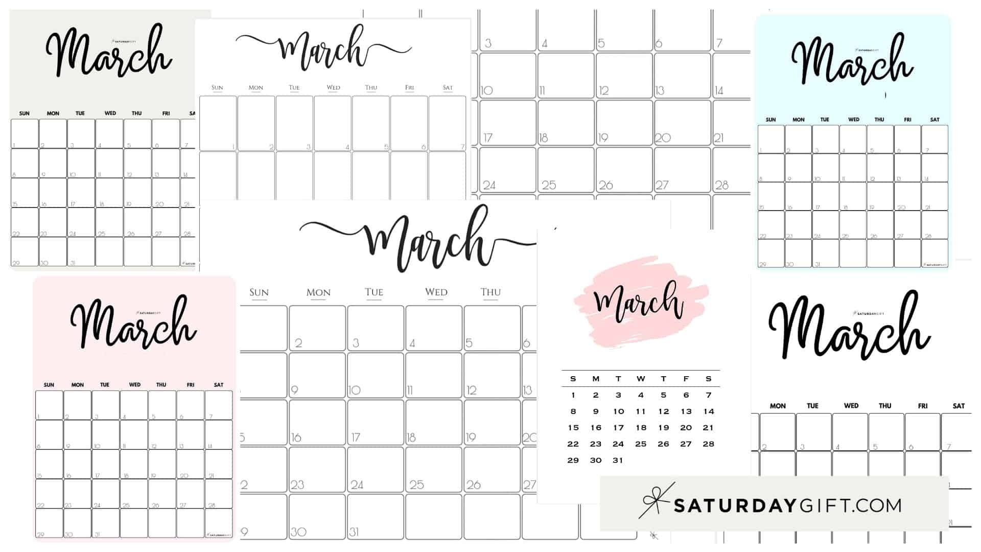 Cute (&amp; Free!) Printable March 2021 Calendar | Saturdaygift