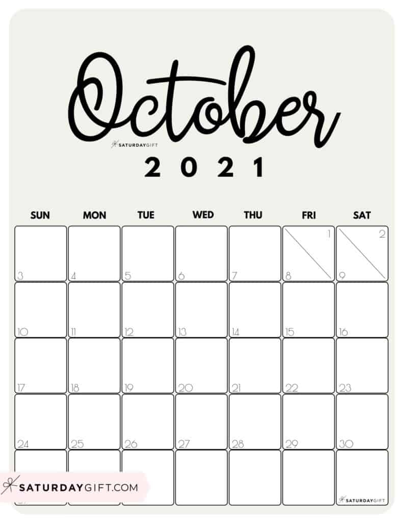 month at a glance octobe 2021 month calendar printable