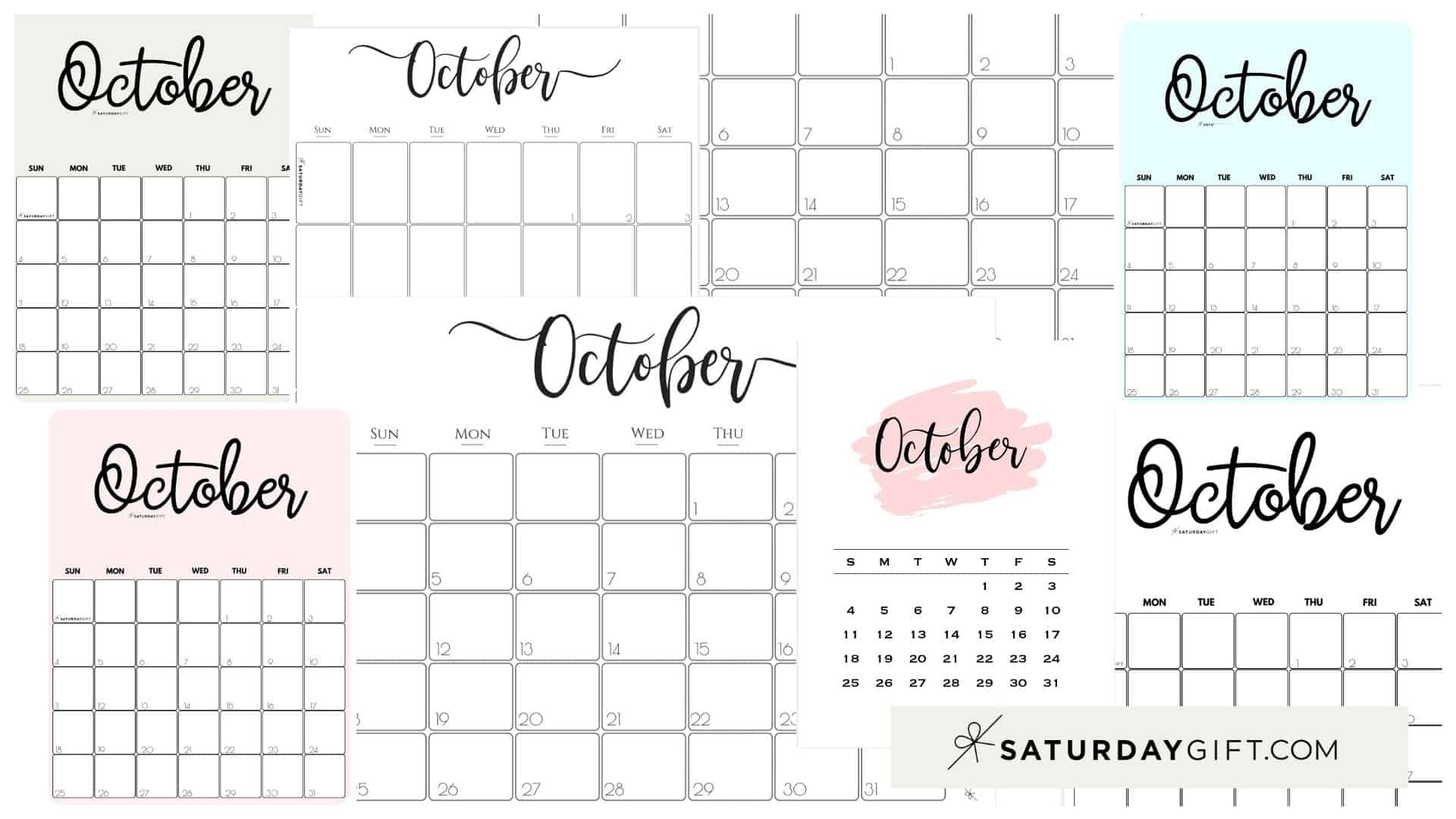Cute (&amp; Free!) Printable October 2021 Calendar | | Saturdaygift