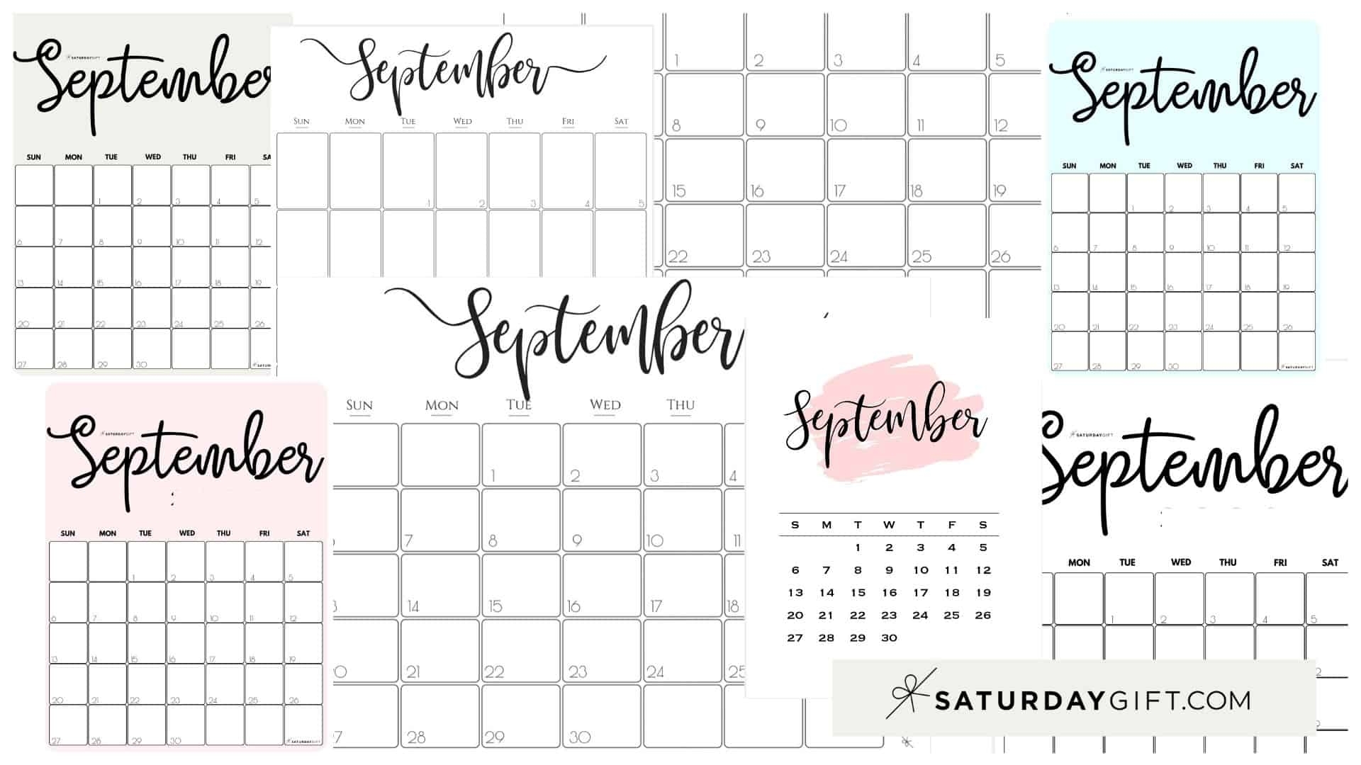 Cute (&amp; Free!) Printable September 2021 Calendar | Saturdaygift