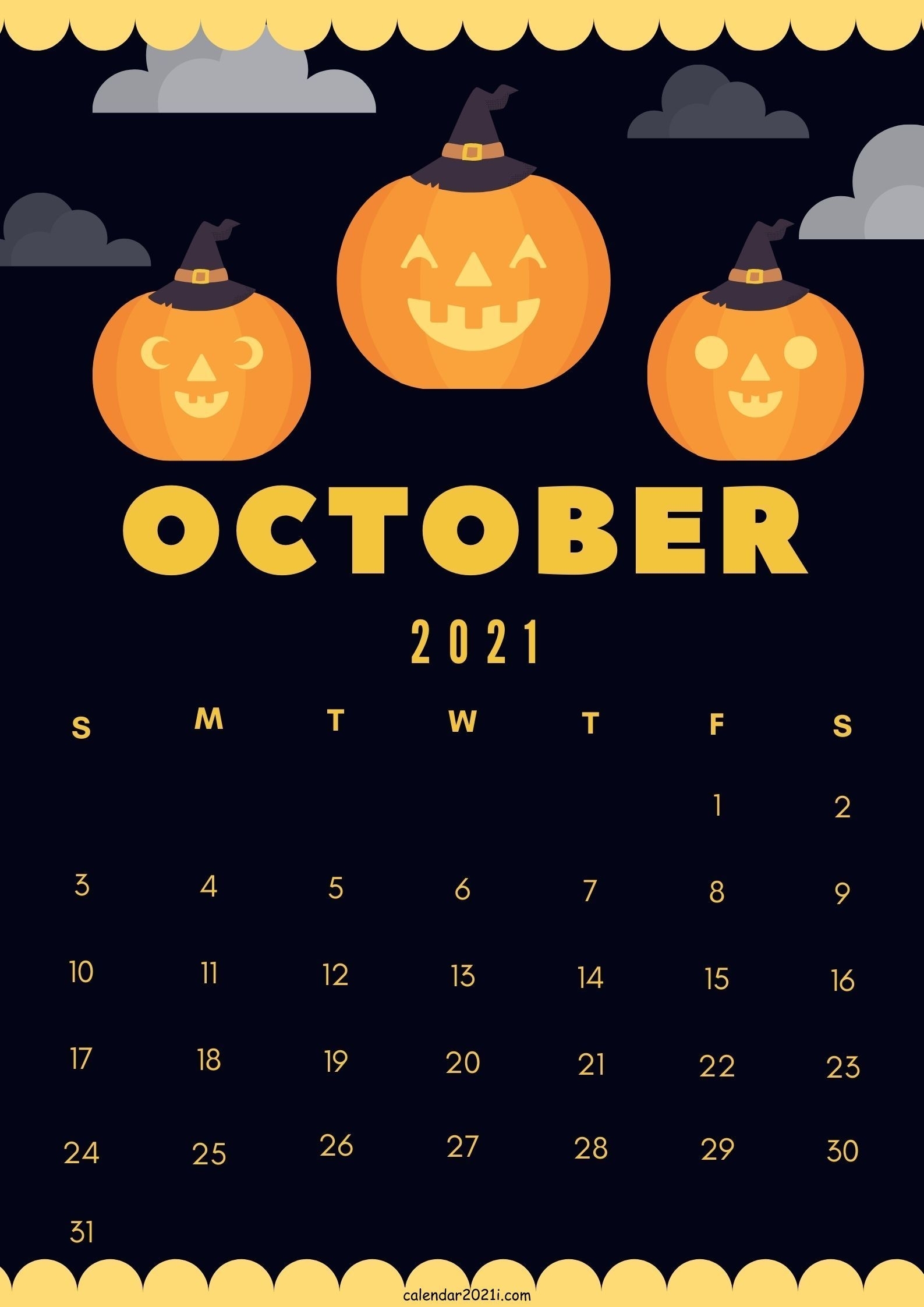 Cute October 2021 Calendar Design Diy Theme Layout Free