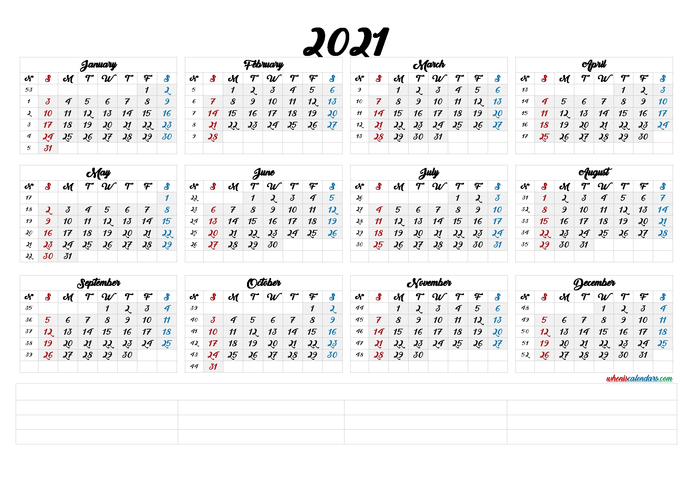 Cute Printable Calendar 2021 (6 Templates) – Free Printable