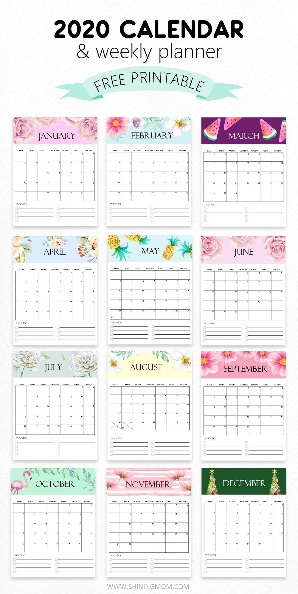 Cute Stuff | Monthly Calendar Printable, Print Calendar