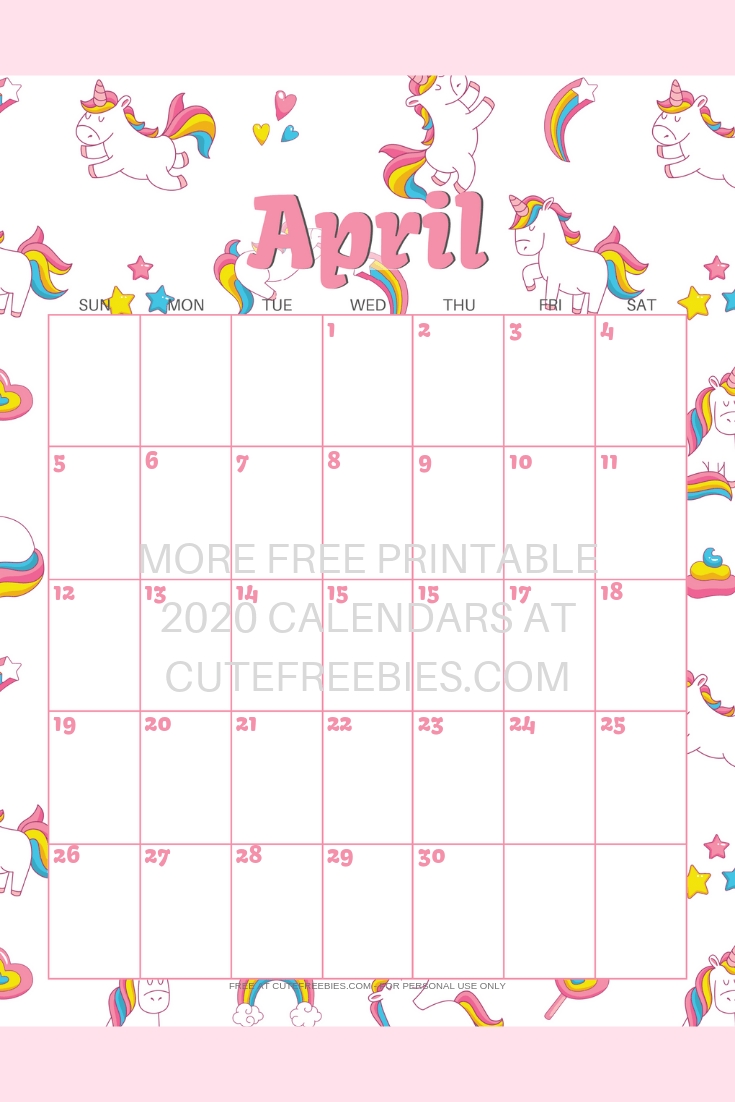 Cute Unicorn 2020 2021 Calendar - Free Printable! - Cute
