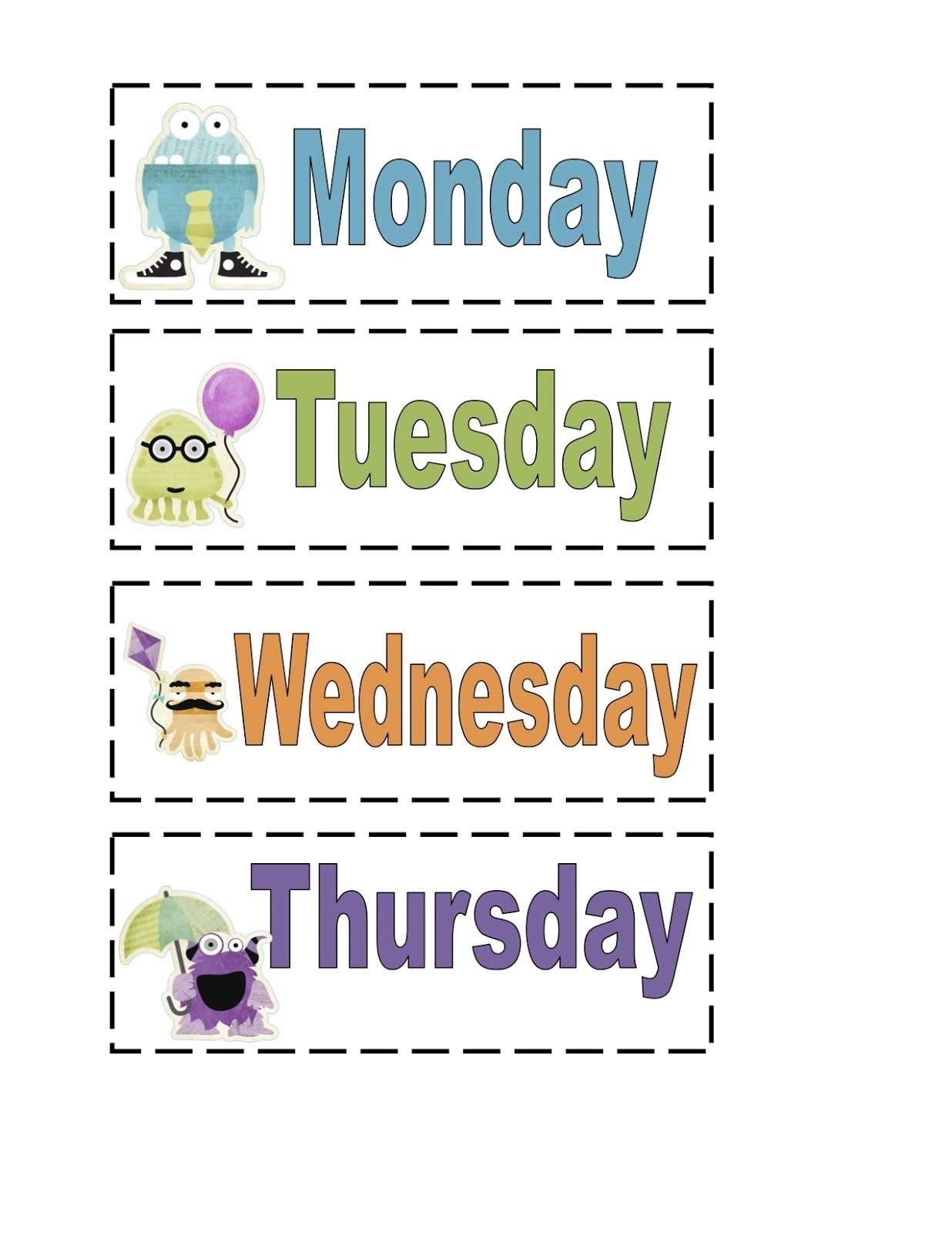 Days Of The Week Template Month Calendar Printable