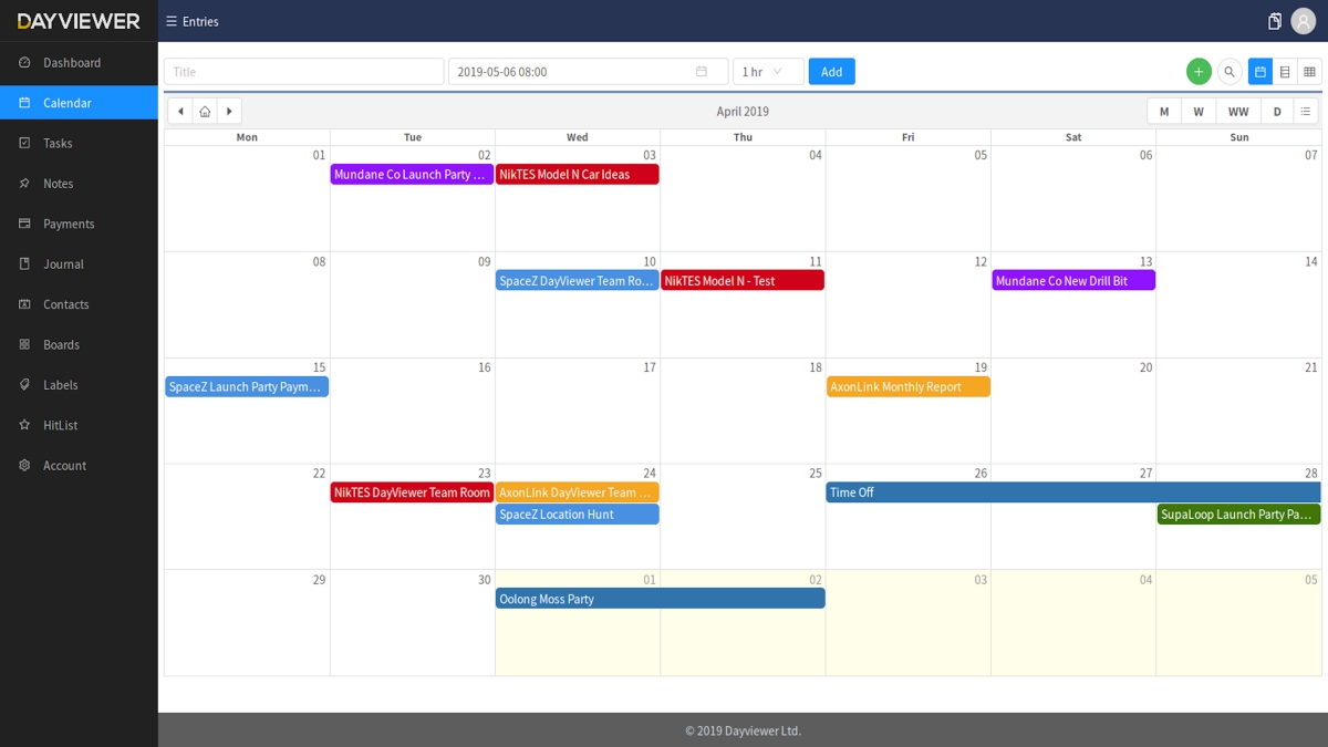 Dayviewer Online Calendar, Planner &amp; Organizer