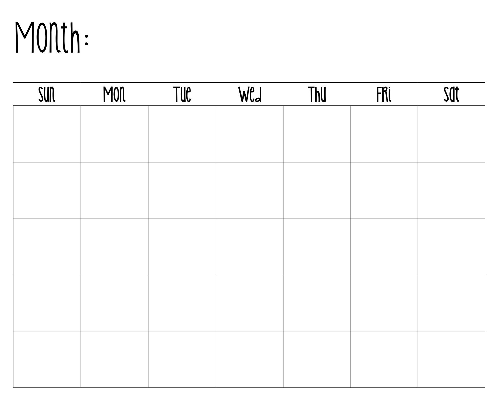 Digital Download Blank Calendar Instant Download Diy | Etsy
