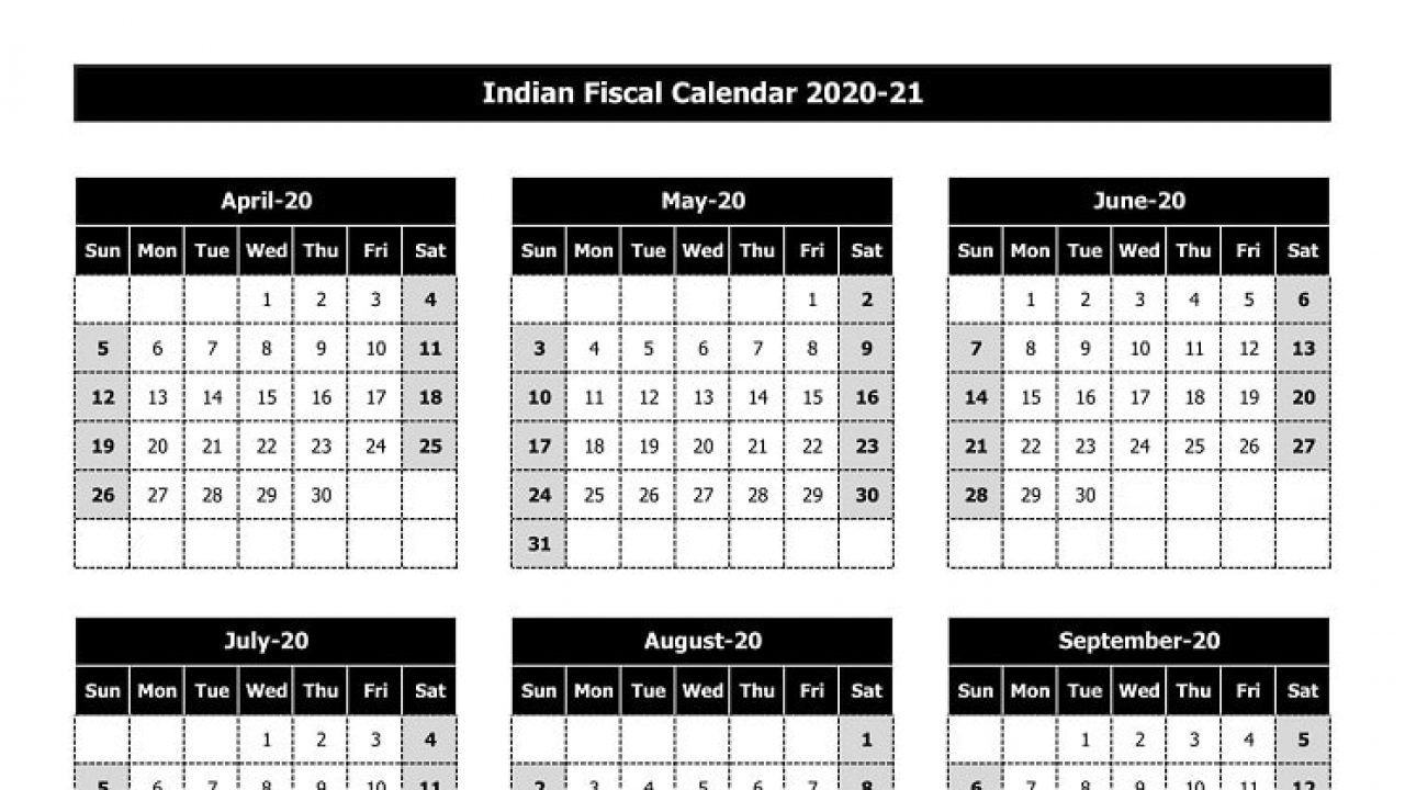 Download Indian Fiscal Calendar 2020-21 Excel Template
