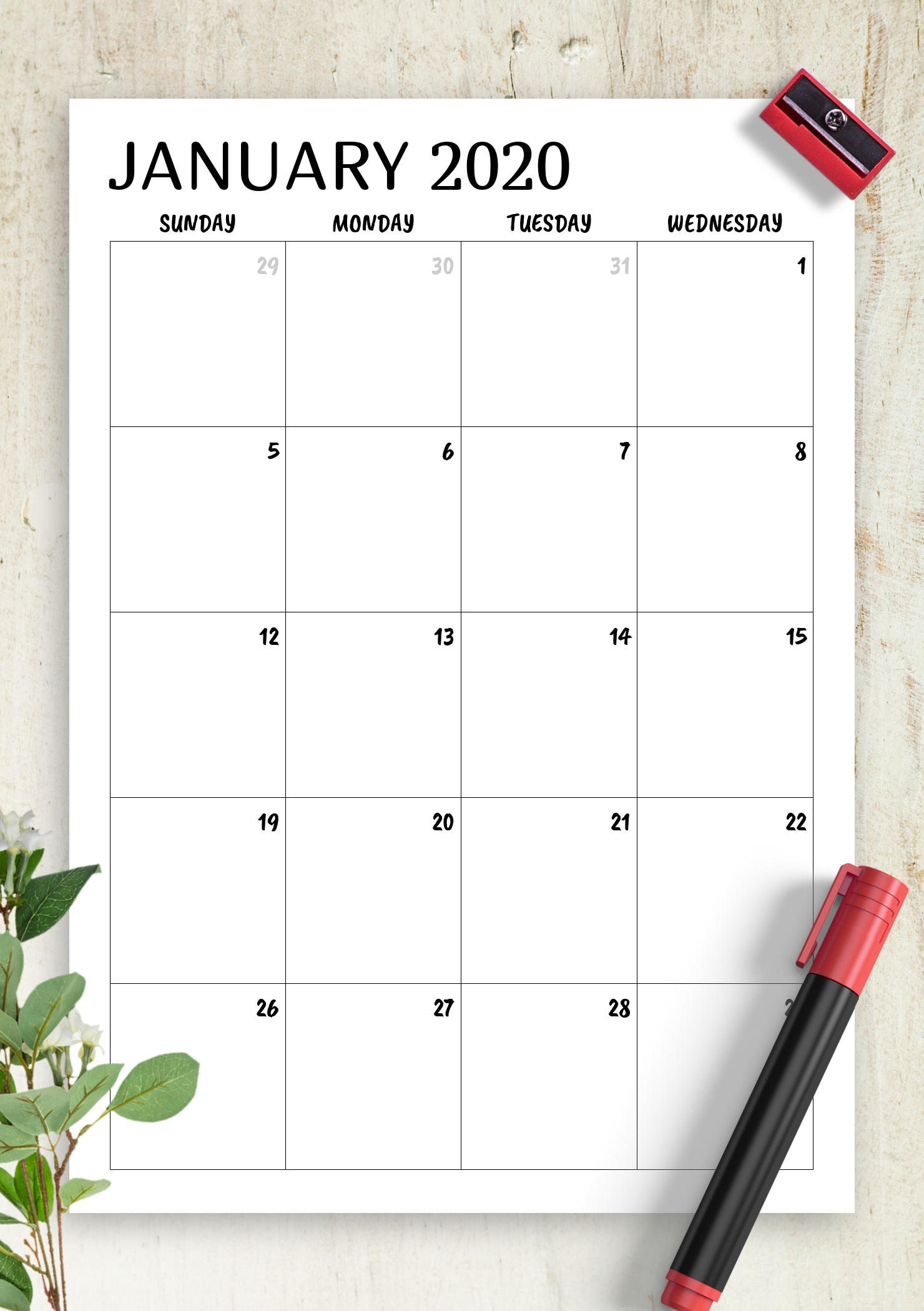 Download Printable Minimal Monthly Calendar Pdf