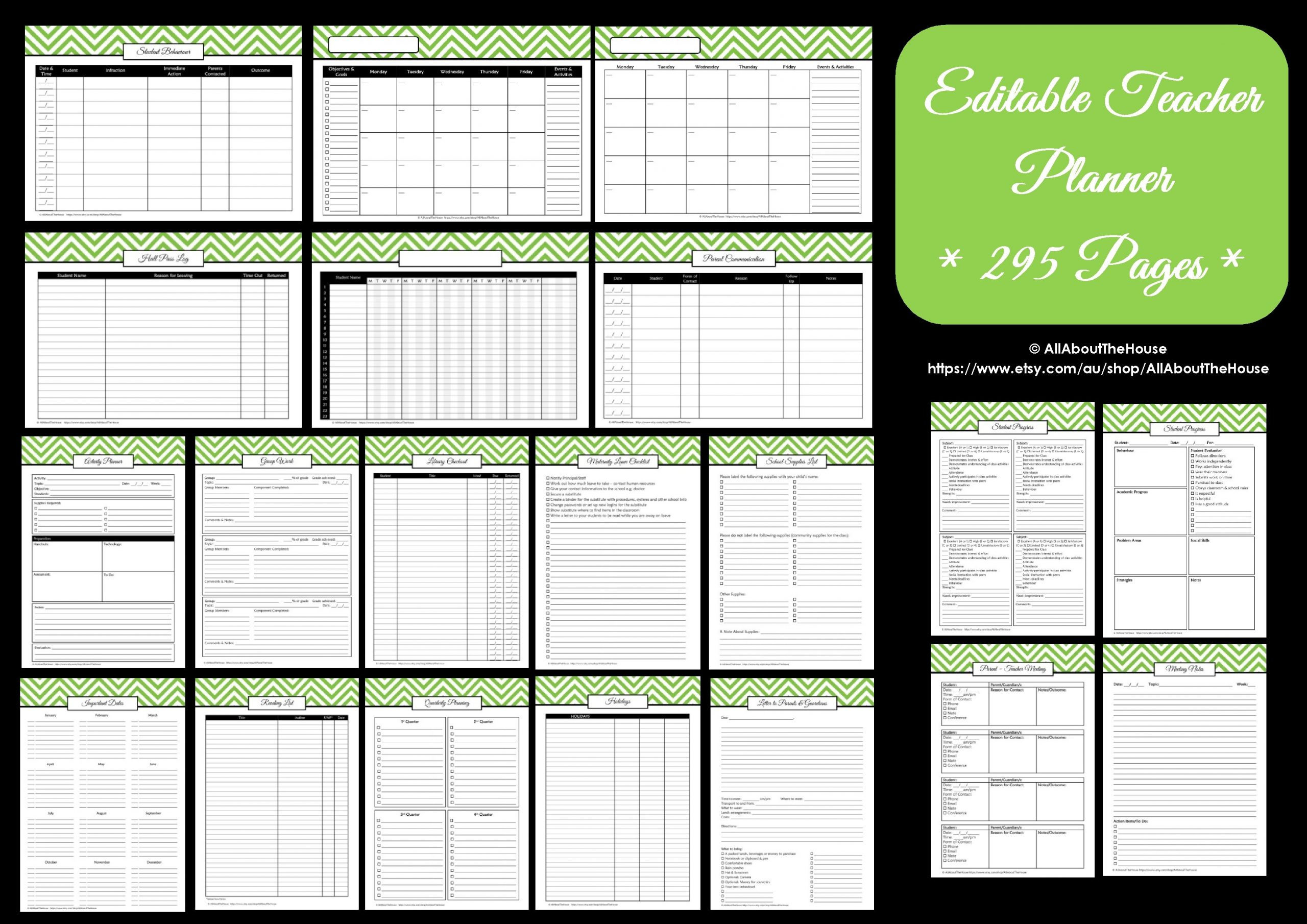 Editable Chevron Printable Teacher Planner! - All About Planners
