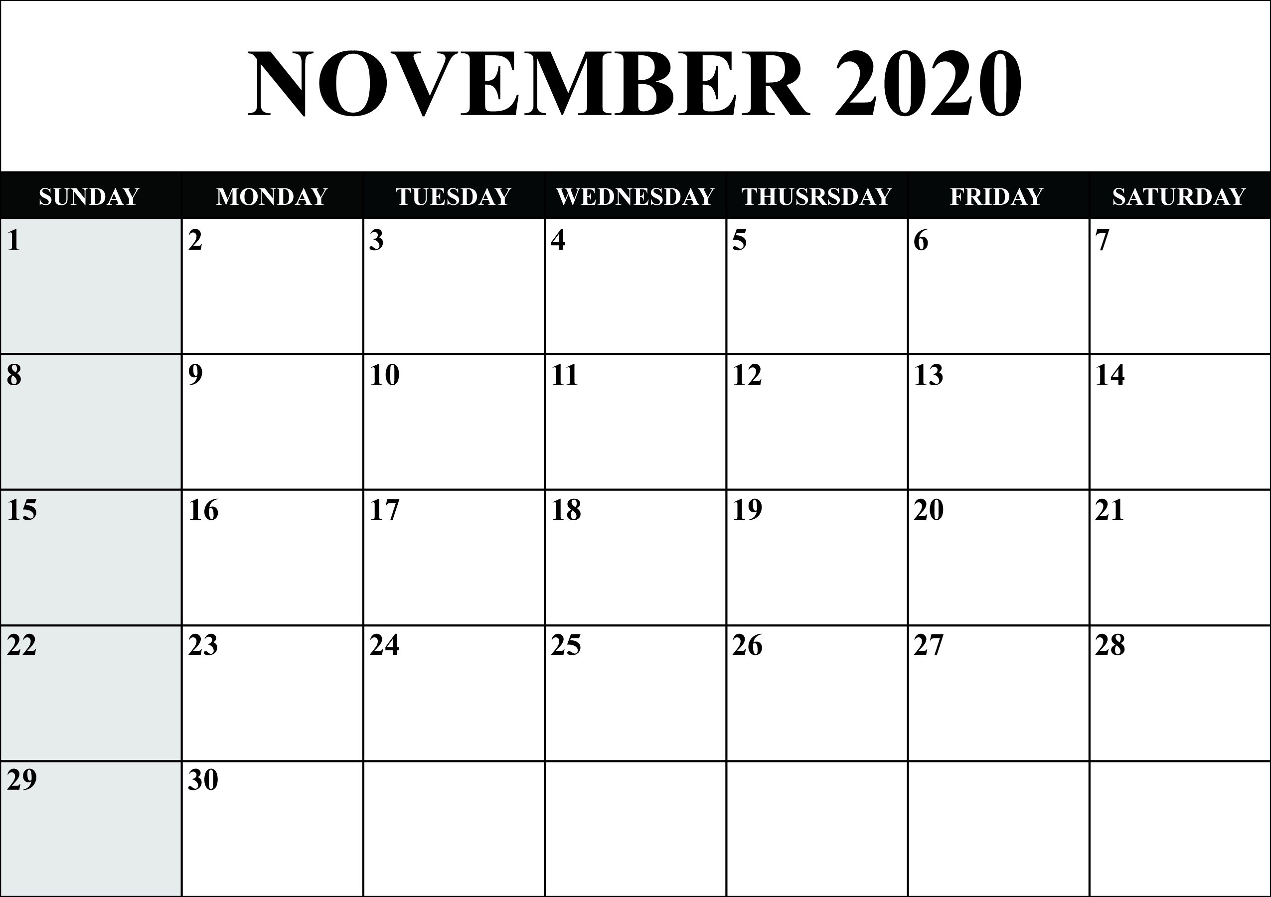 😄Printable Yearly Calendar 2020 Template With Holidays [Pdf