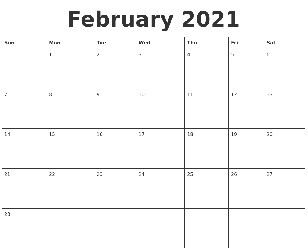 February 2021 Editable Calendar Template