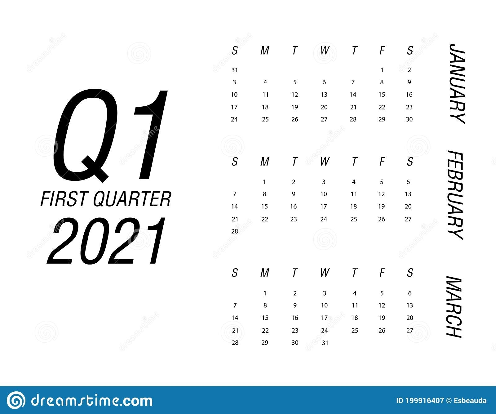 First Quarter Of Calendar 2021 Stock Vector - Illustration