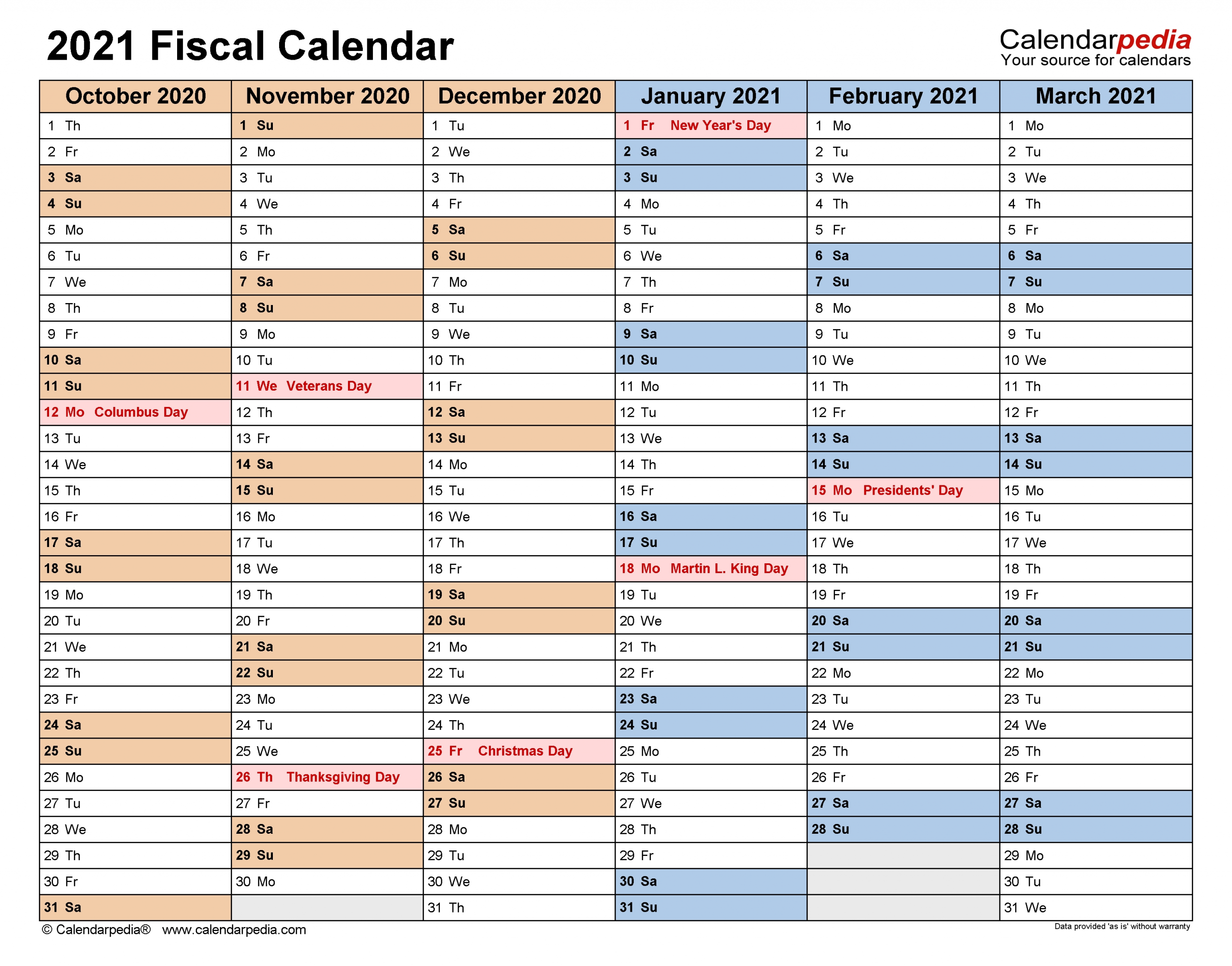 Fiscal Calendar 2021 By Quarters Month Calendar Printable