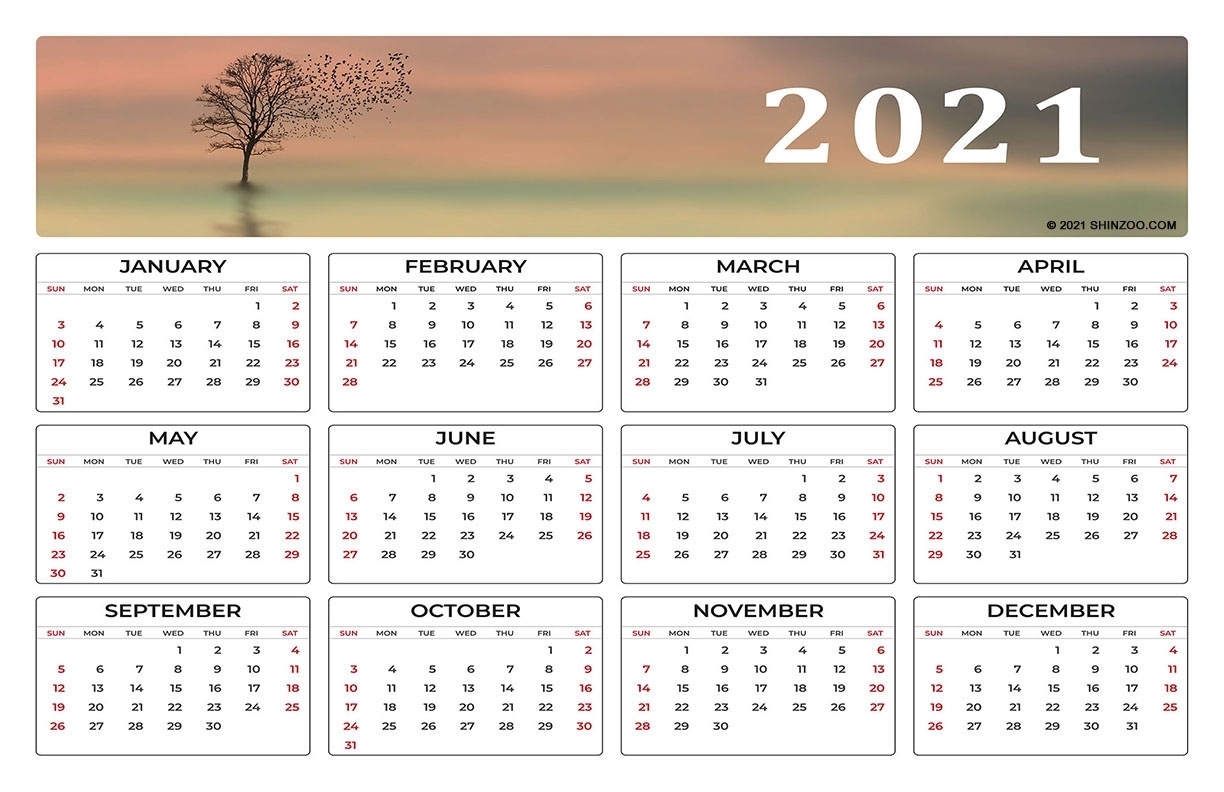 2021 Calendar At A Glance 11X17 Month Calendar Printable