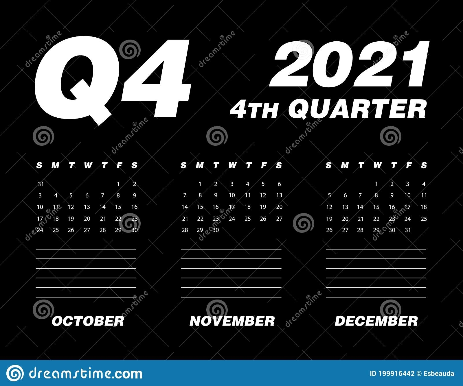 Fourth Quarter Of Calendar 2021 Stock Vector - Illustration