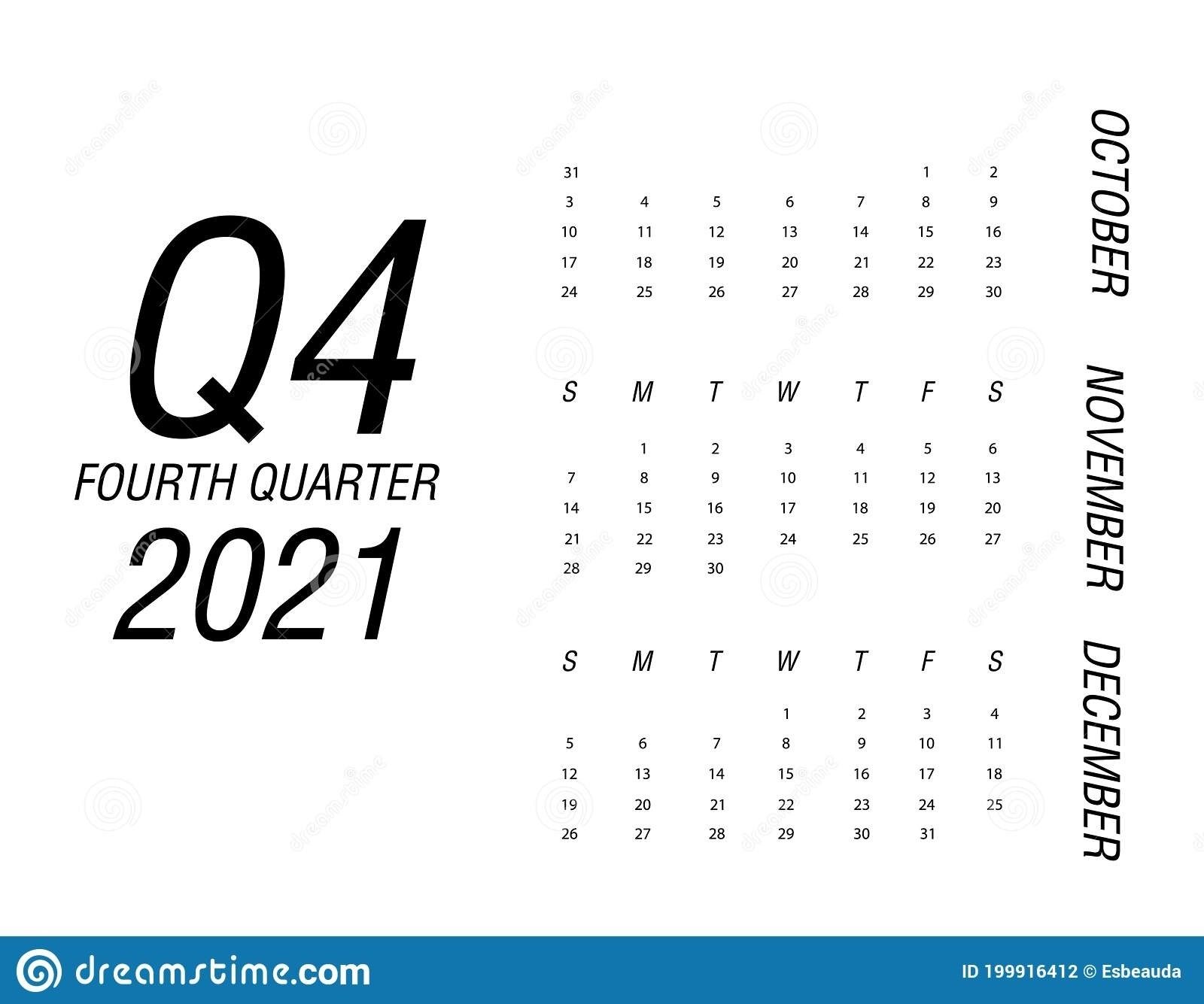 Fourth Quarter Of Calendar 2021 Stock Vector - Illustration