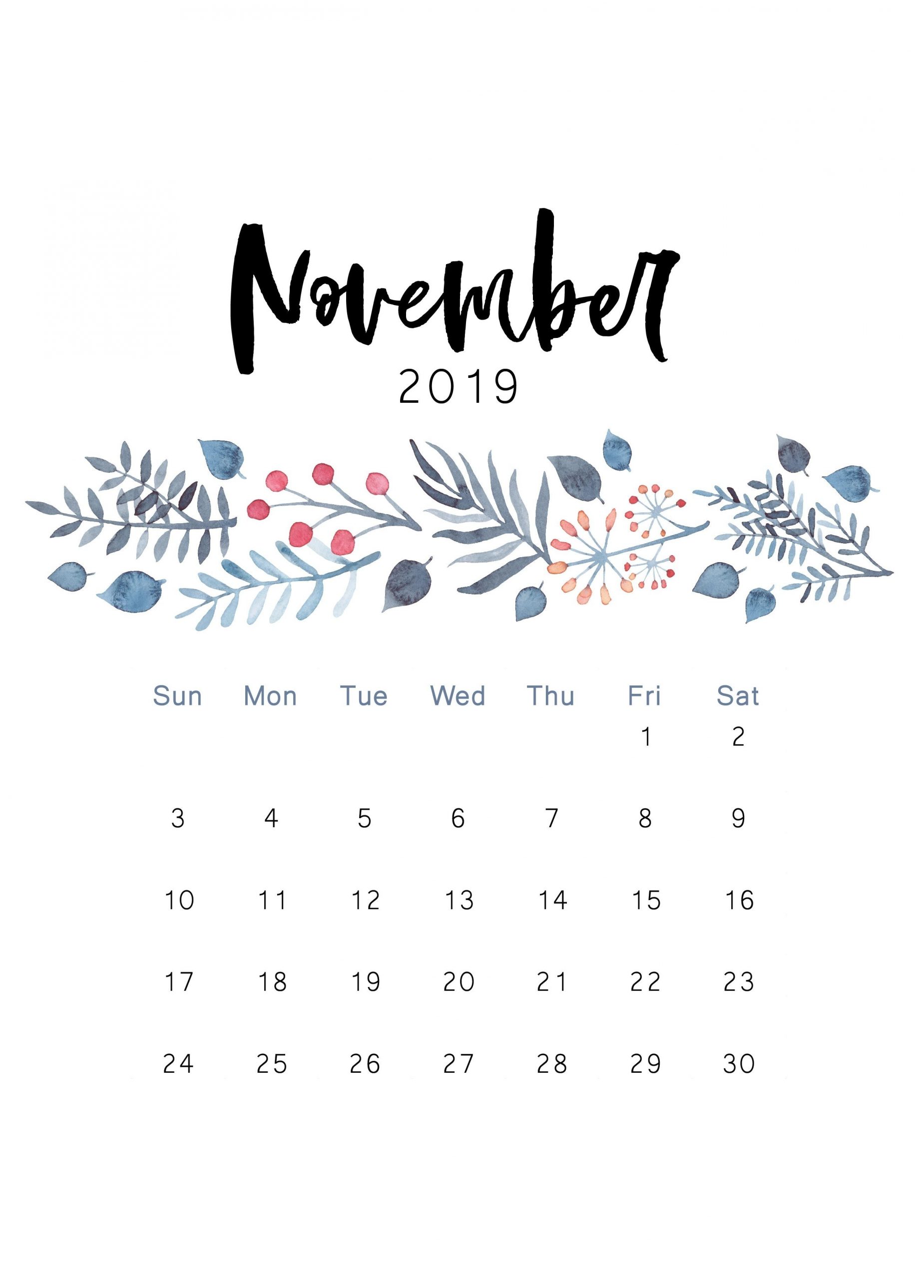 Free 2019 Printable Calendar - The Cactus Creative