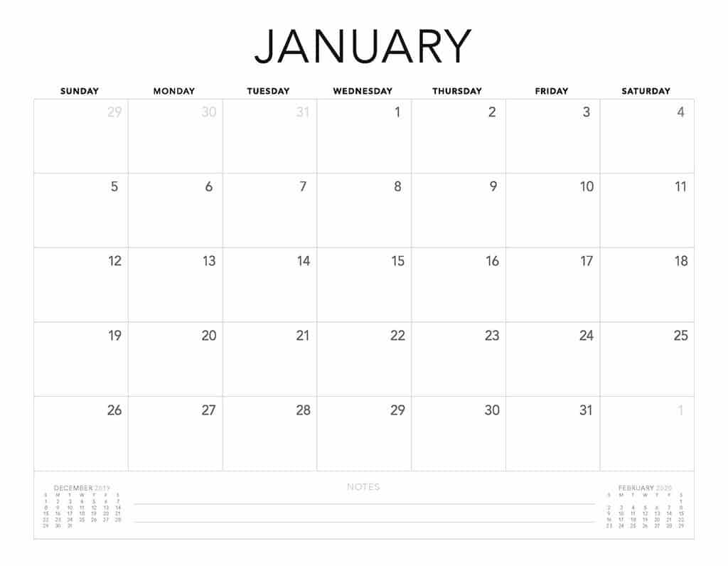 Free Minmalist Calender Printable | Month Calendar Printable