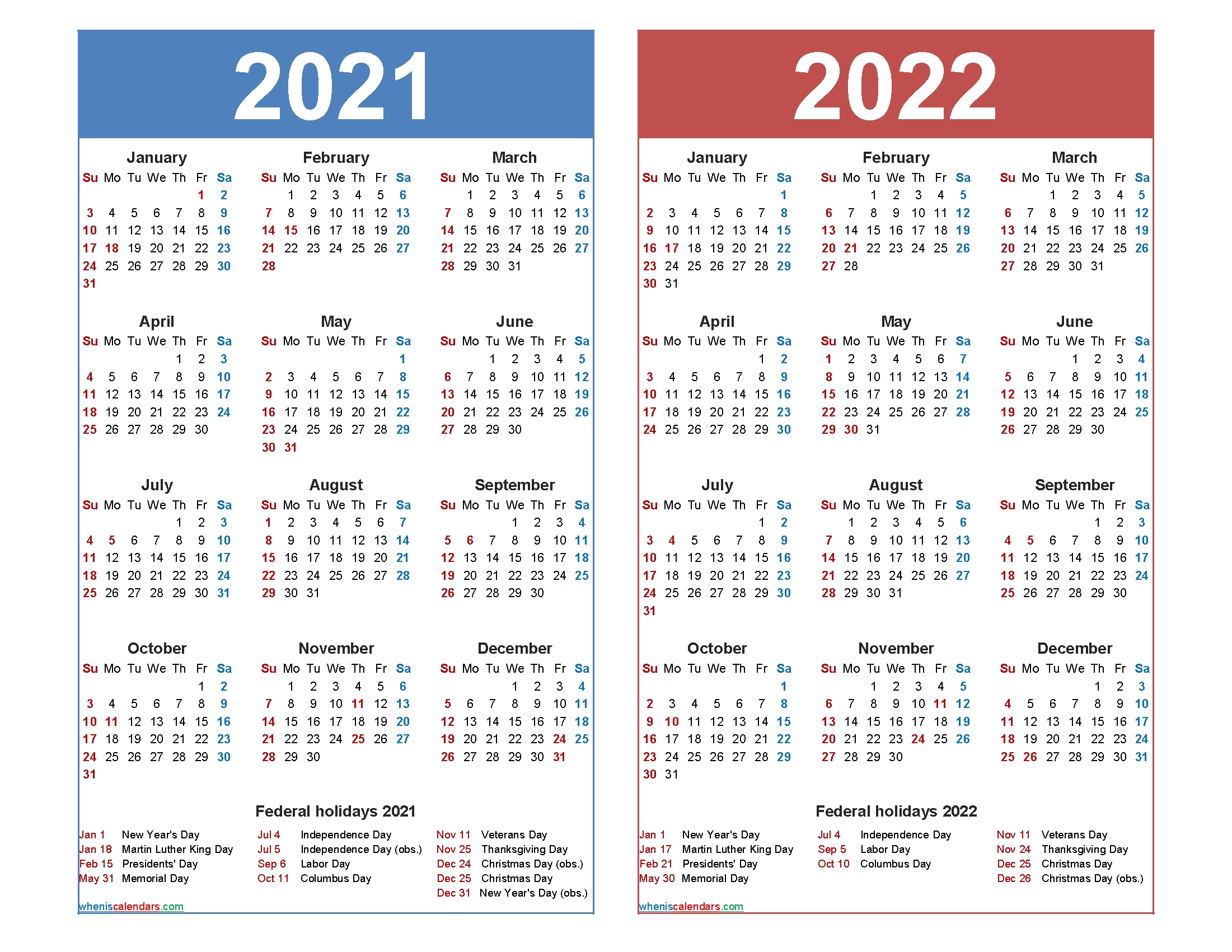 Free 2021 2022 Calendar Printable With Holidays – Free 2020