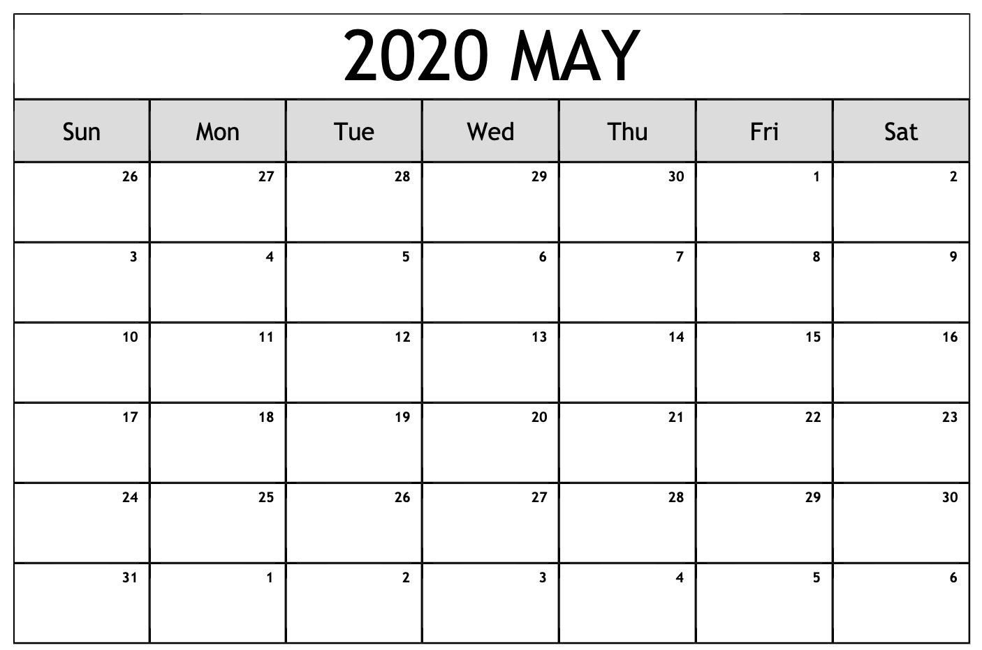 Free Calendar For May 2020 | Free Printable Calendar