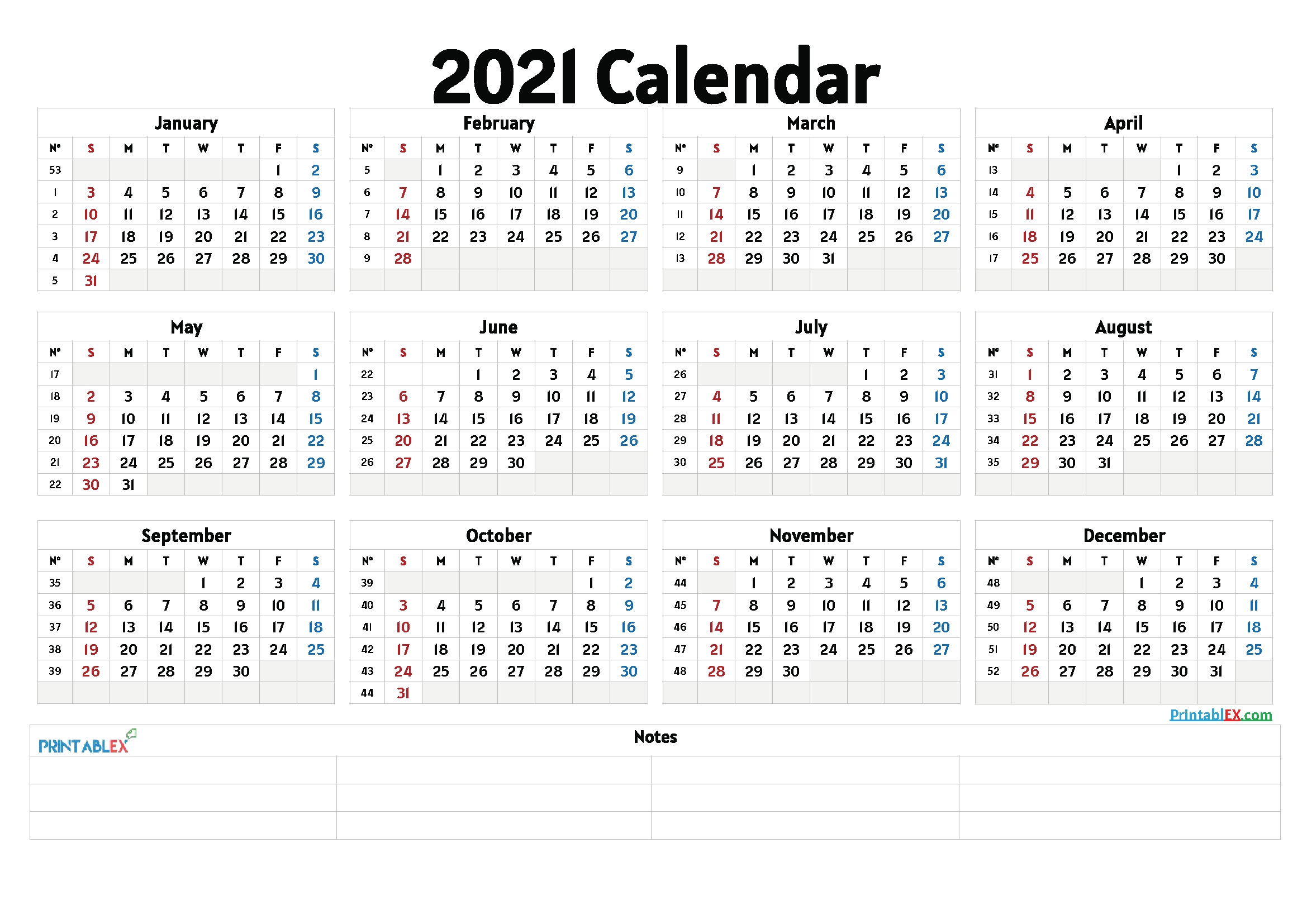 Free Cute Printable Calendar 2021 – 6 Templates – Free