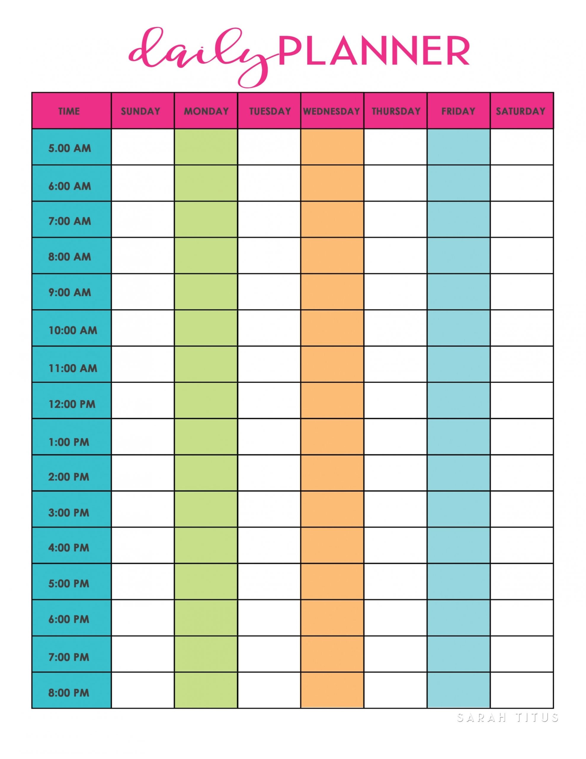 Free Daily Planner Printable - Sarah Titus | From Homeless