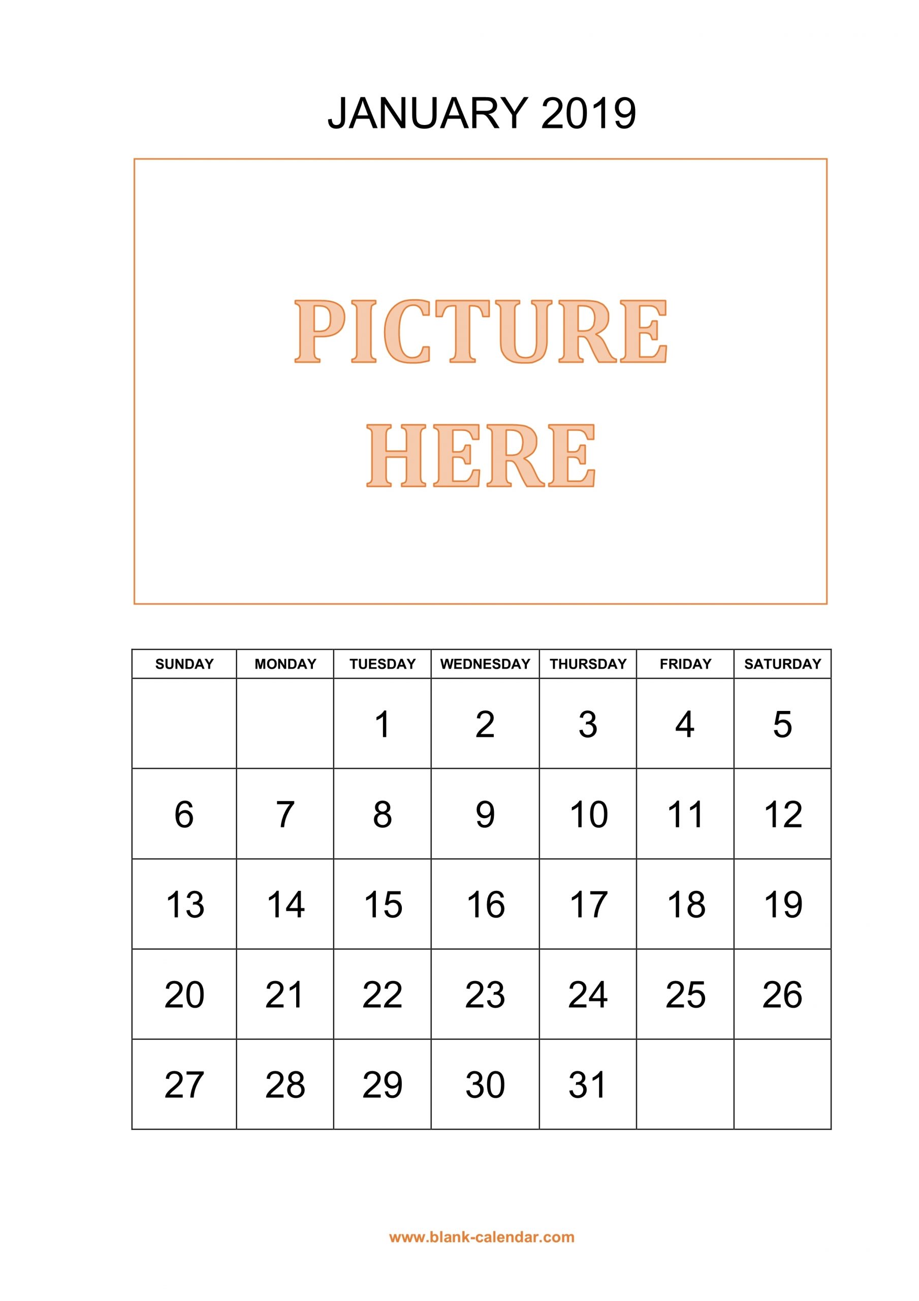 Free Download Printable Calendar 2019, Pictures Can Be