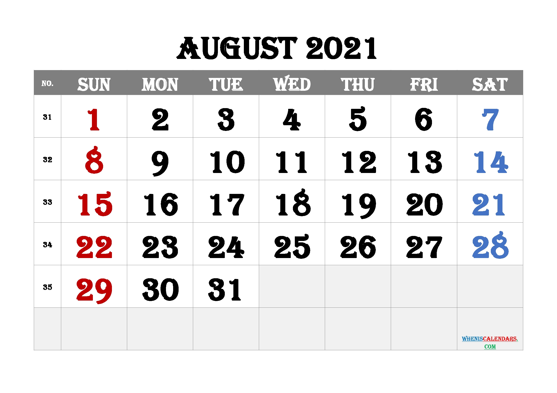 Free Editable August 2021 Calendar (12 Templates) – Free