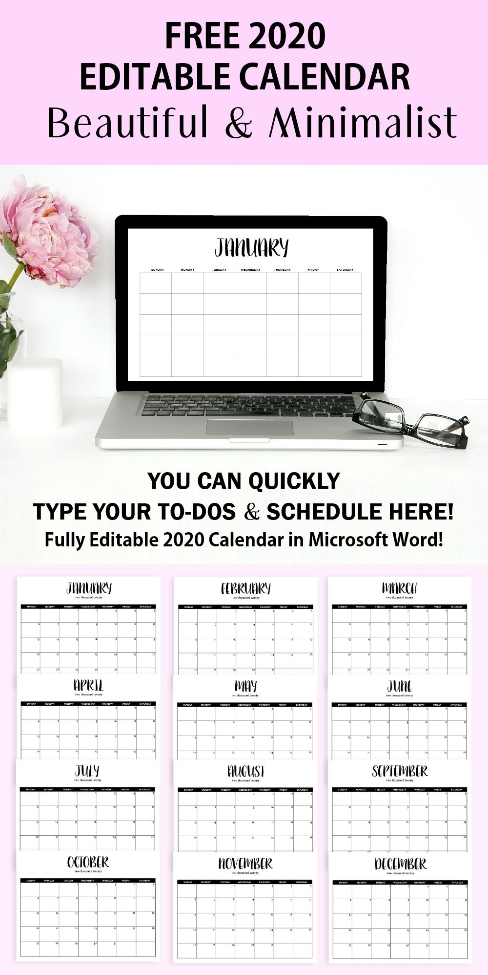 Free Fully Editable 2020 Calendar Template In Word