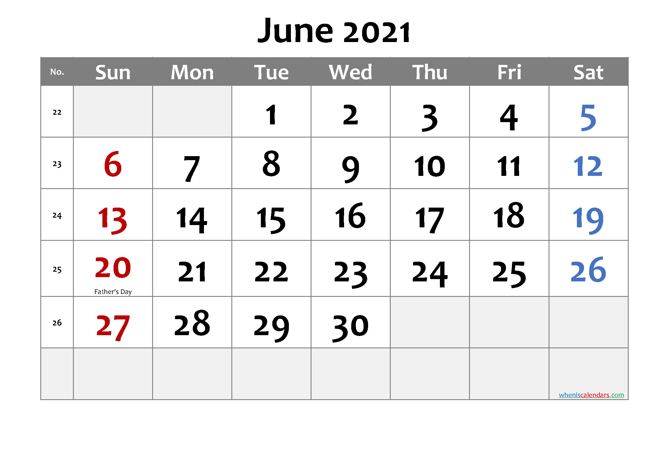 Free June 2021 Calendar Printable – Free Printable 2020